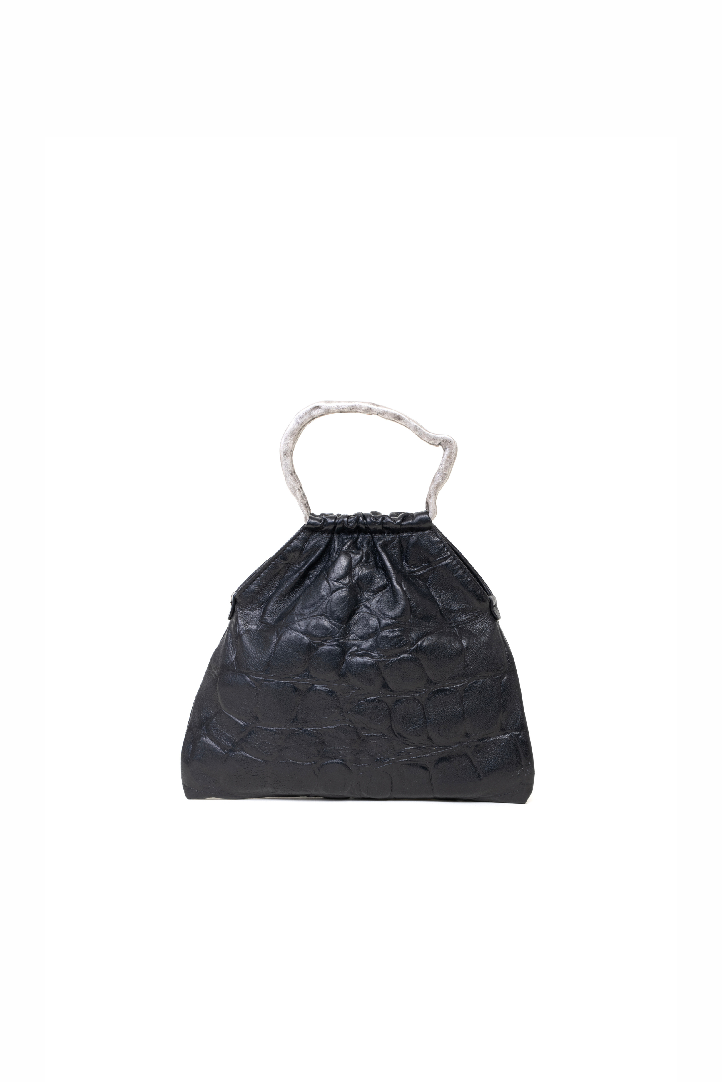 Mini bag pouch in pelle colore nero effetto coccodrillato