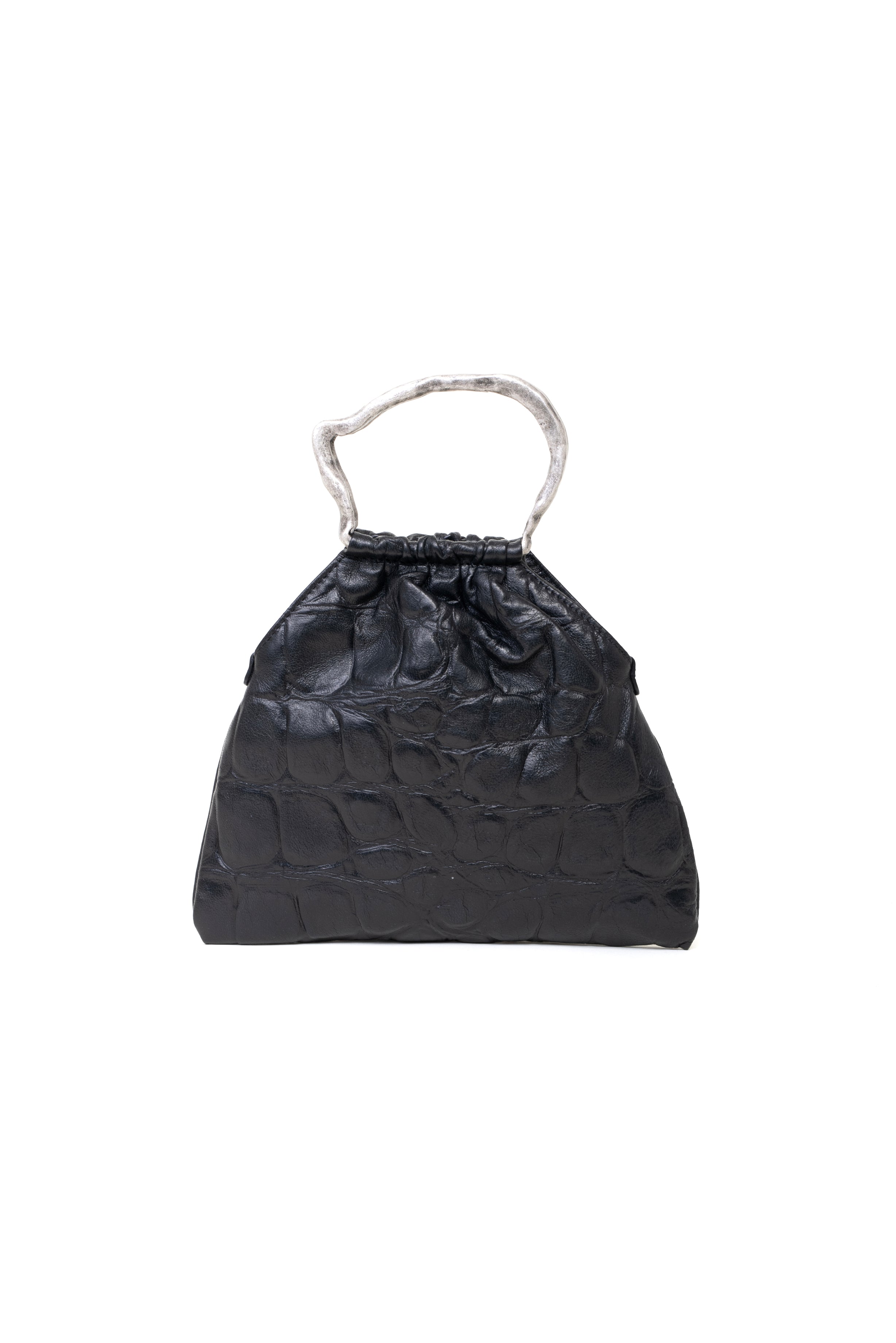 Mini bag pouch in pelle colore nero effetto coccodrillato