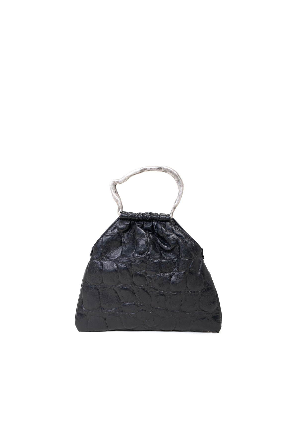 Mini bag pouch in pelle colore nero effetto coccodrillato