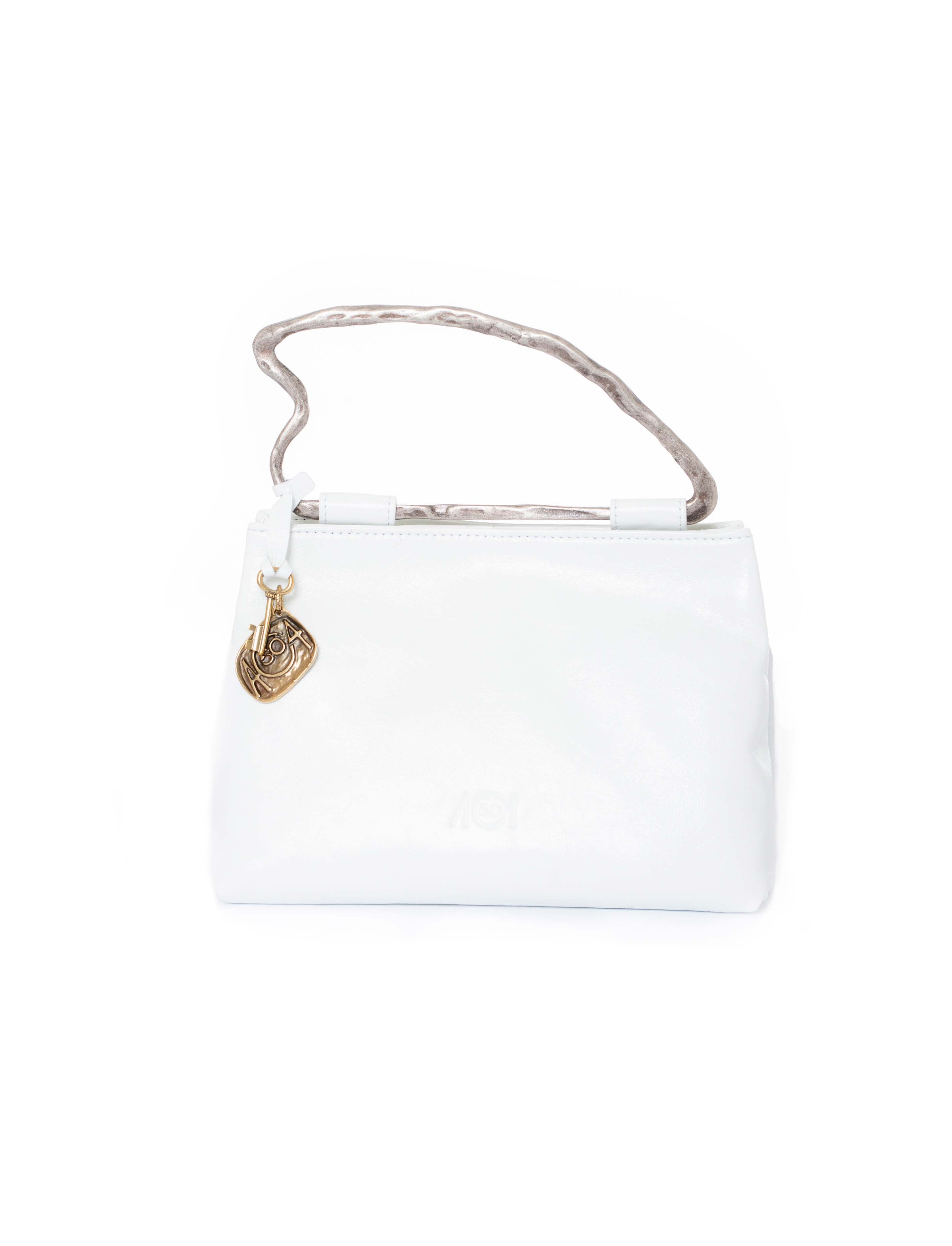 Borsa doppio scomparto in pelle colore bianco