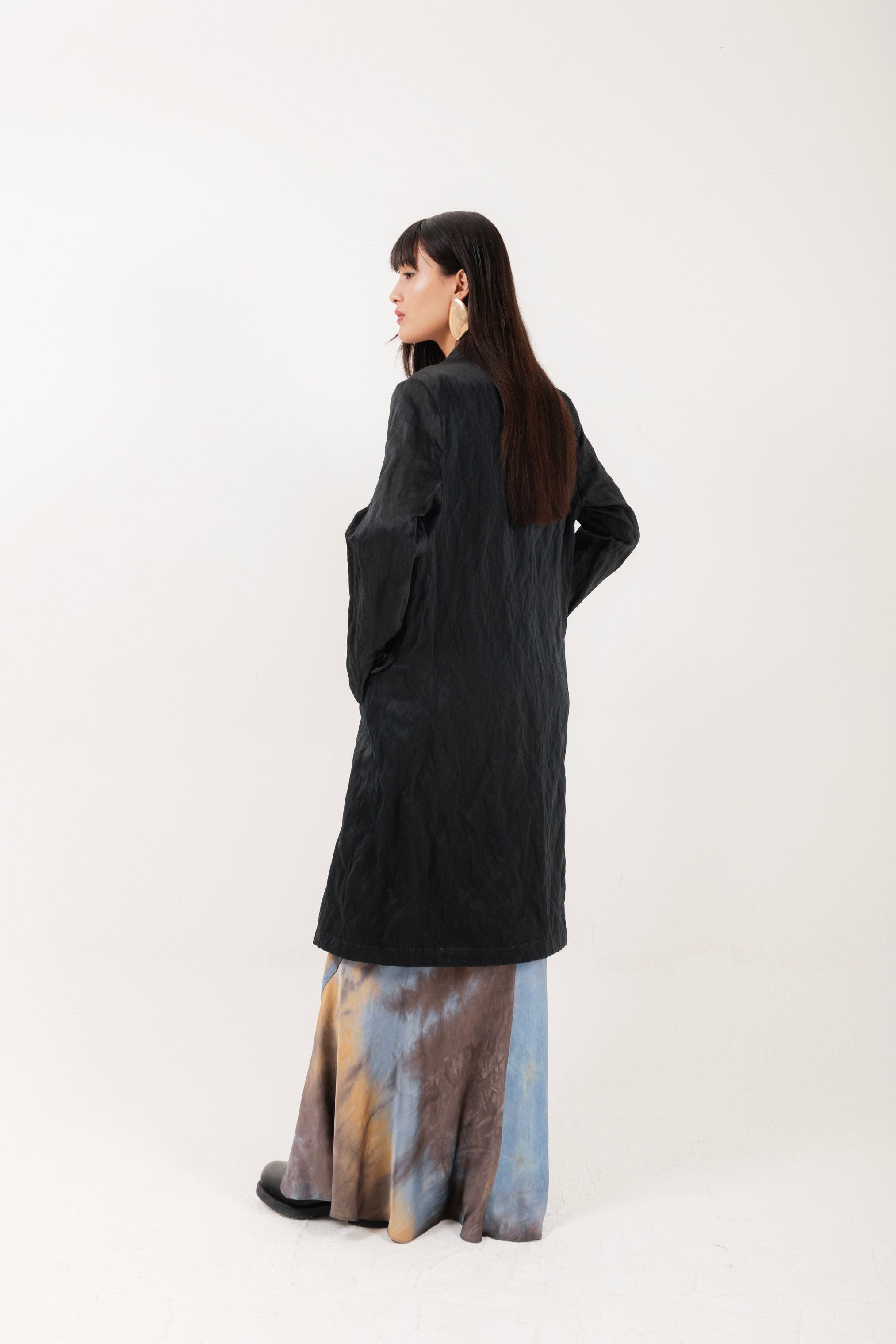Cappotto midi in duchesse colore nero