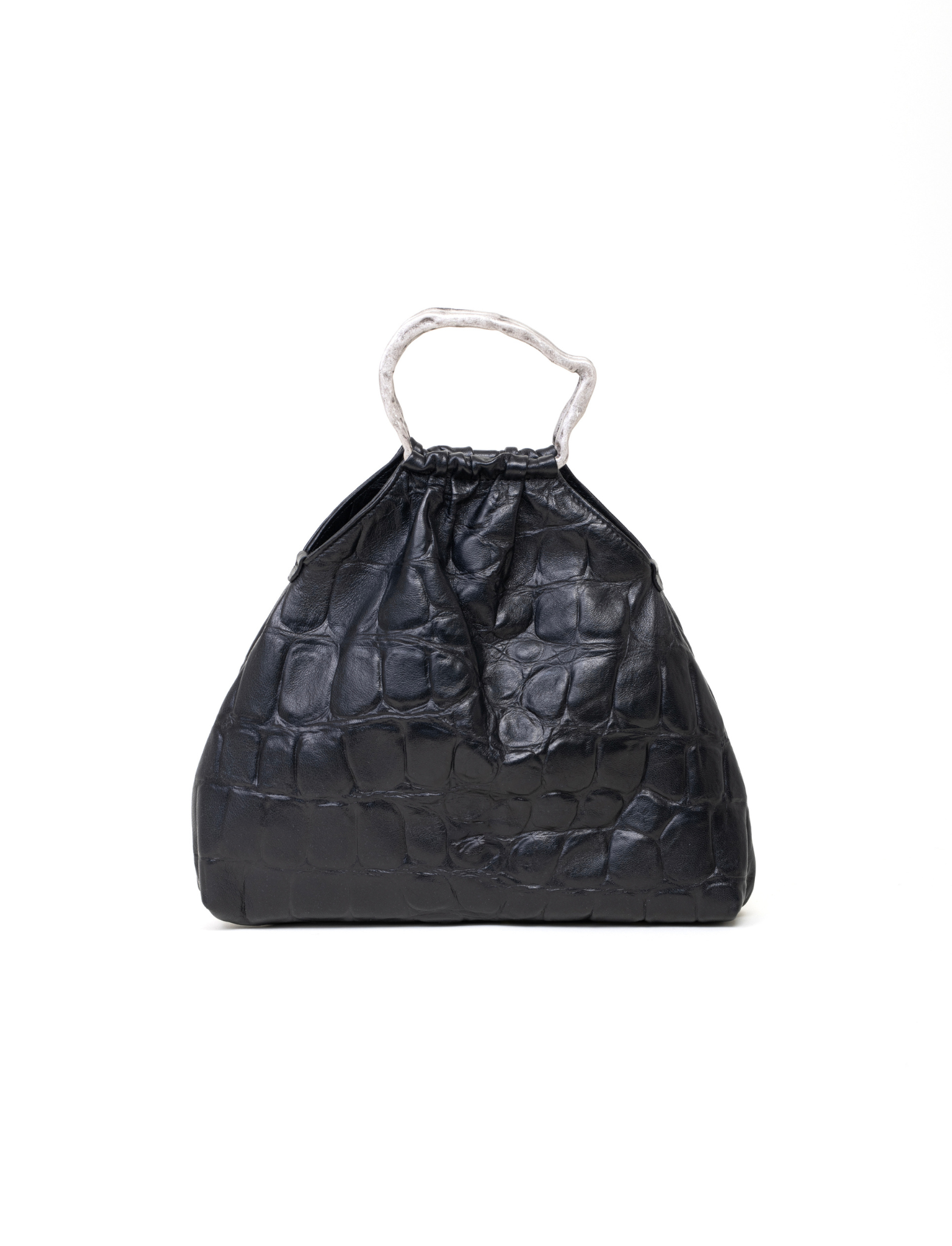 Bag pouch in pelle colore nero effetto coccodrillato 