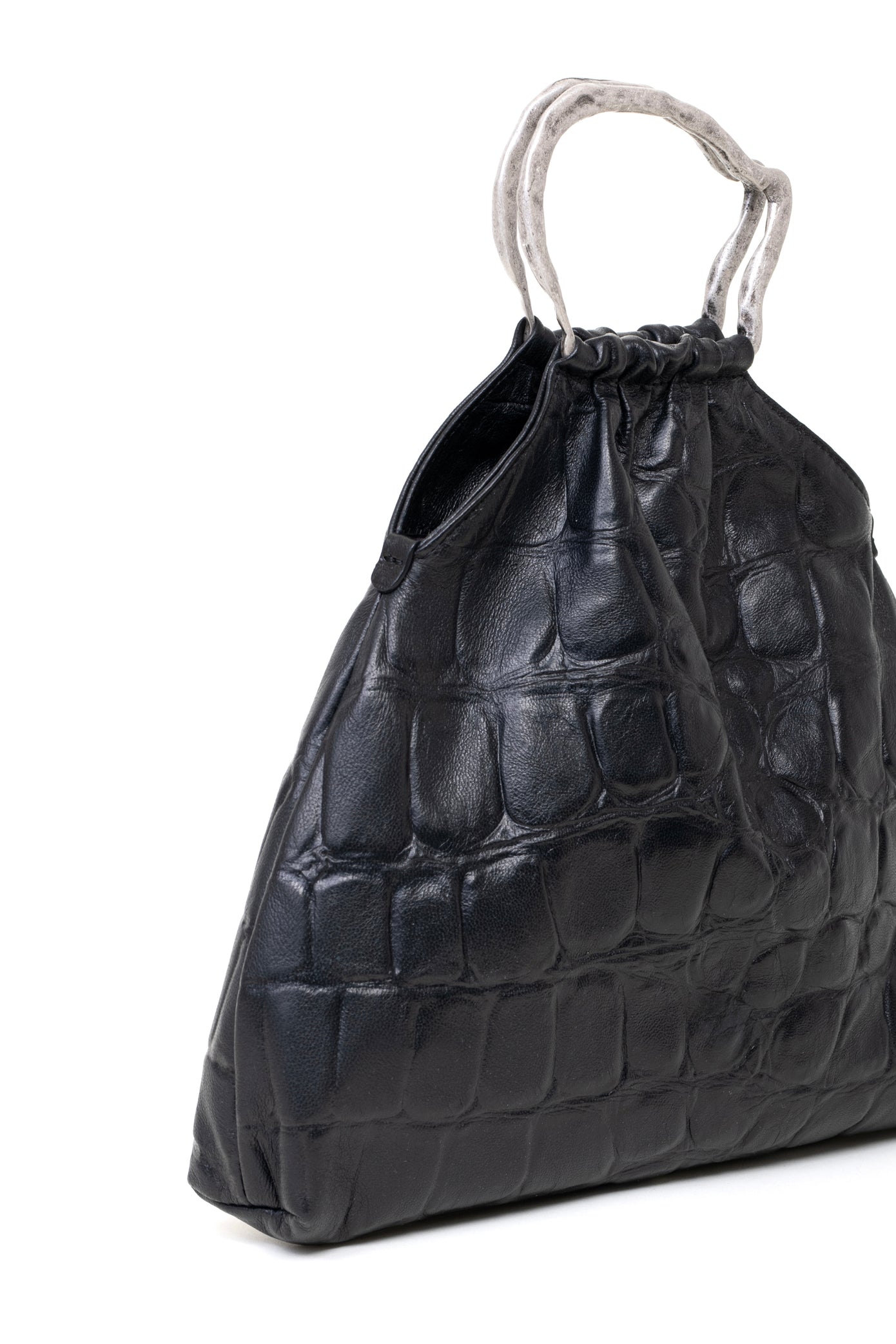Bag pouch in pelle colore nero effetto coccodrillato 