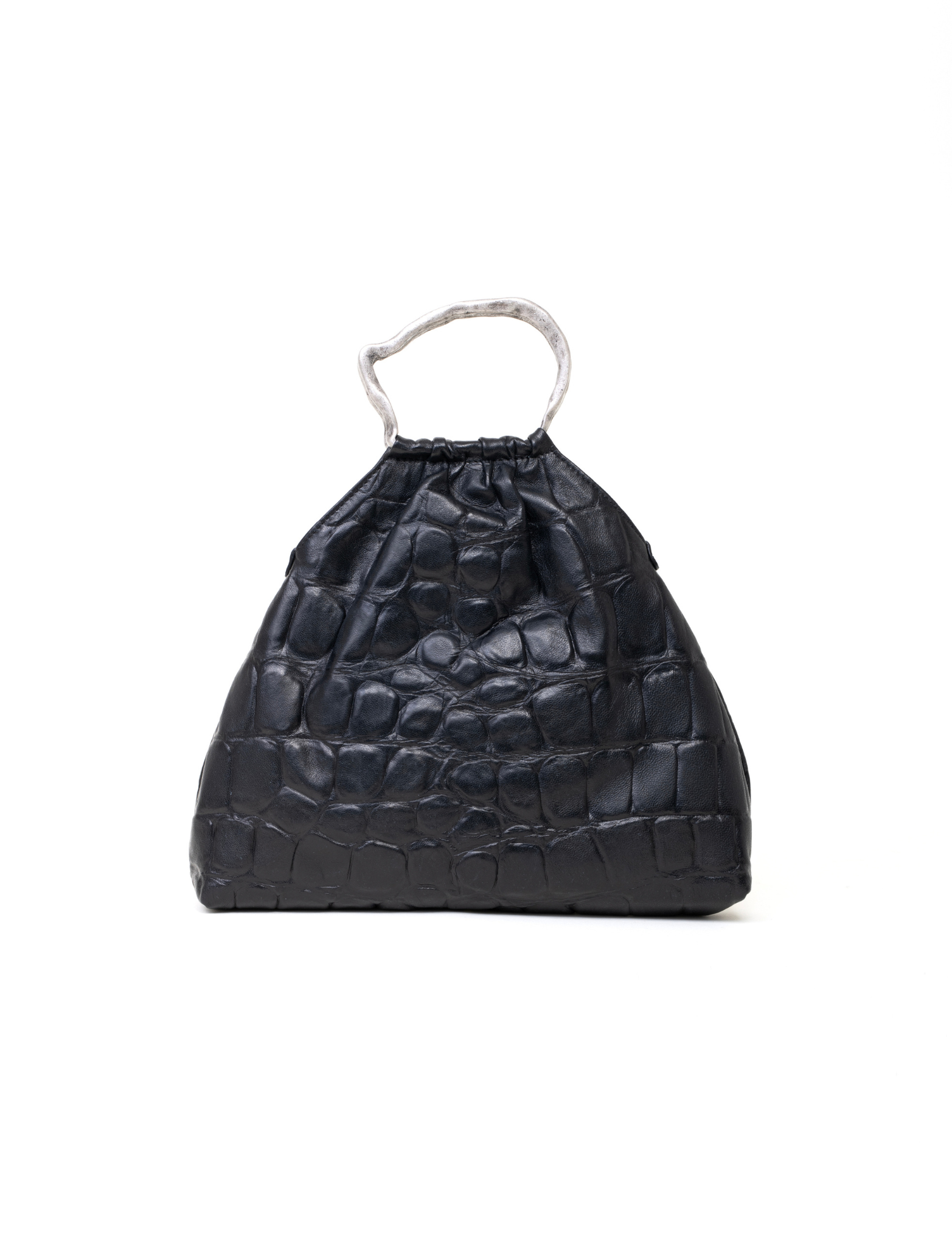 Bag pouch in pelle colore nero effetto coccodrillato 