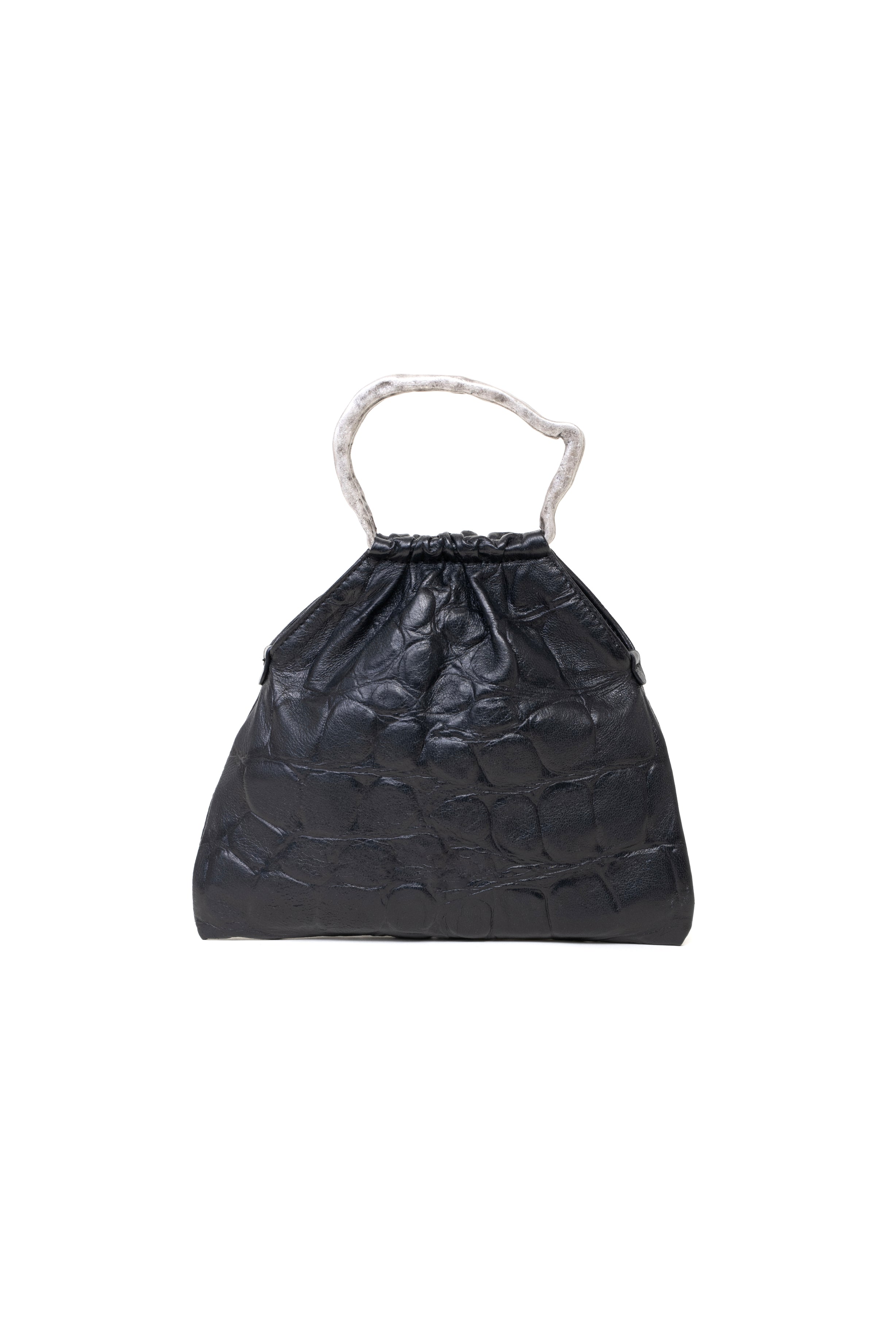 Mini bag pouch in pelle colore nero effetto coccodrillato 