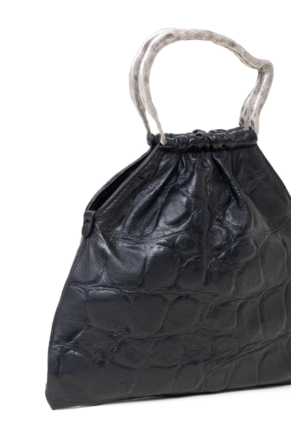Mini bag pouch in pelle colore nero effetto coccodrillato 