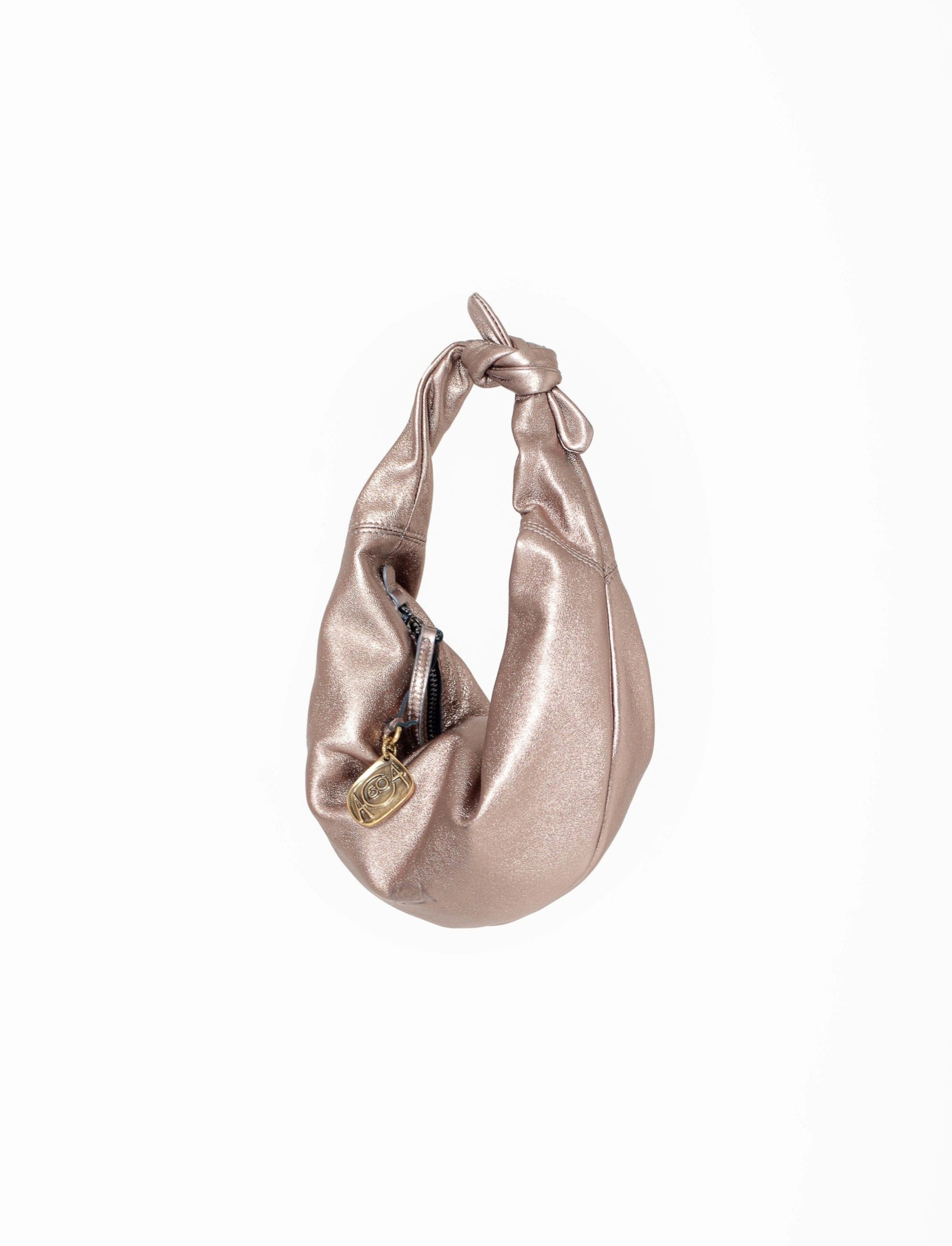 Mini borsa a fazzoletto in pelle bronzo lato