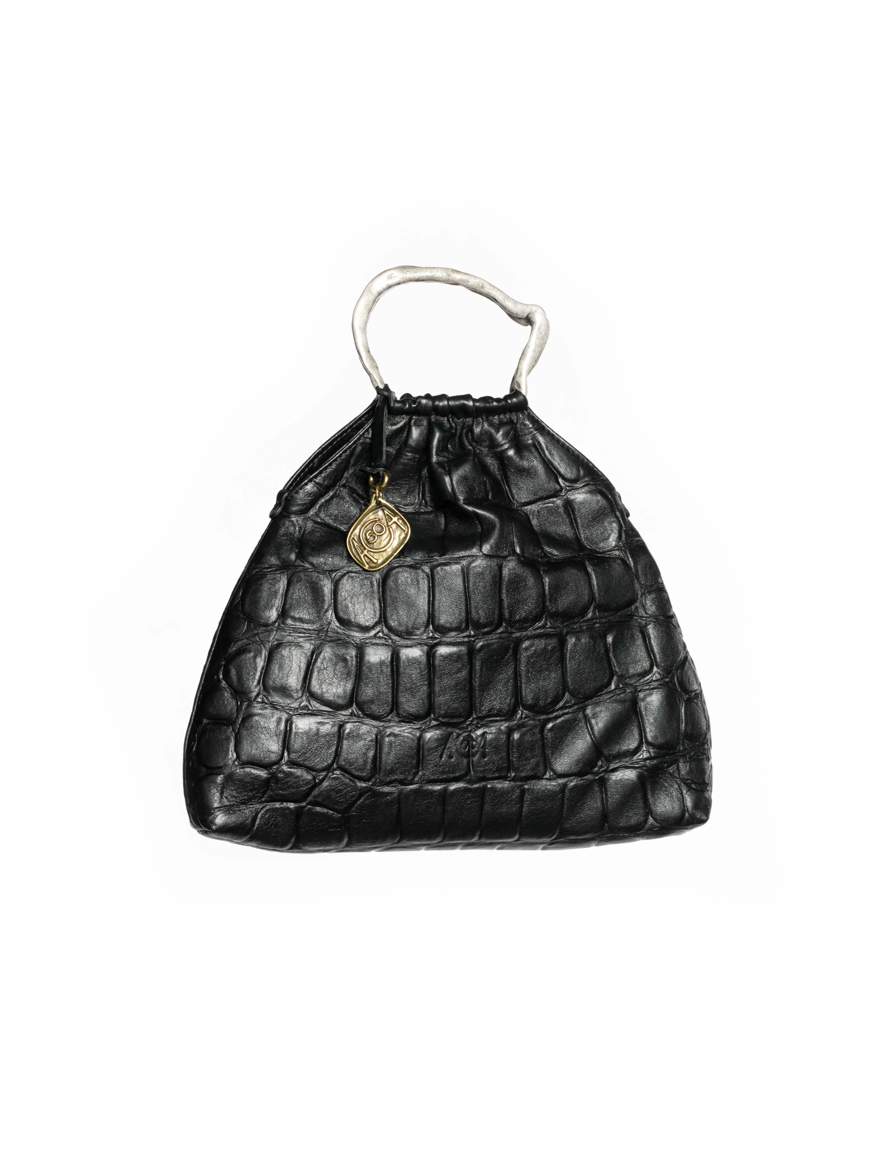 Bag pouch in pelle colore nero effetto coccodrillo