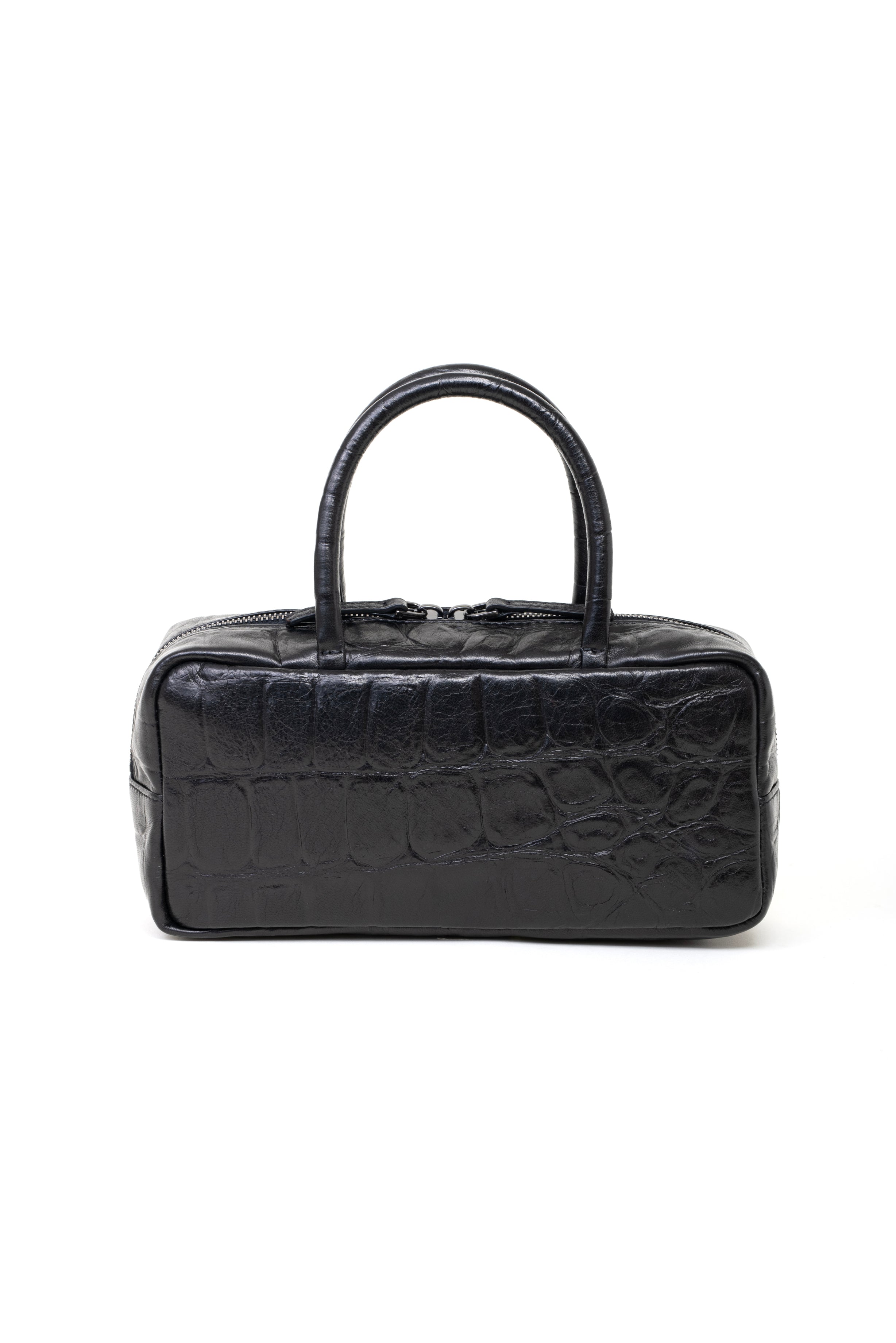 Mini bauletto in pelle colore nero effetto coccodrillato