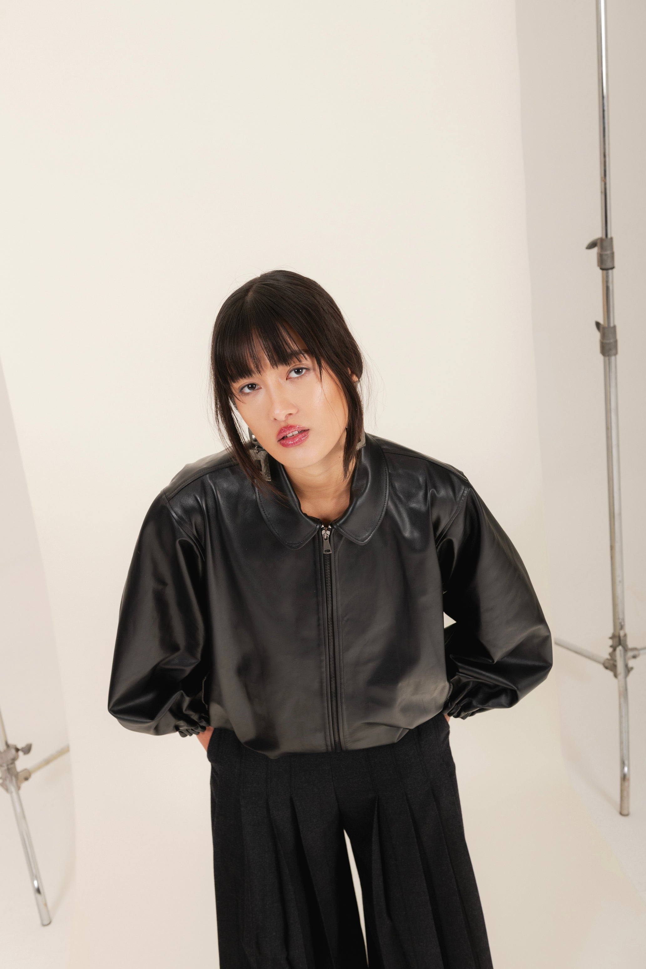 Bomber in pelle colore nero