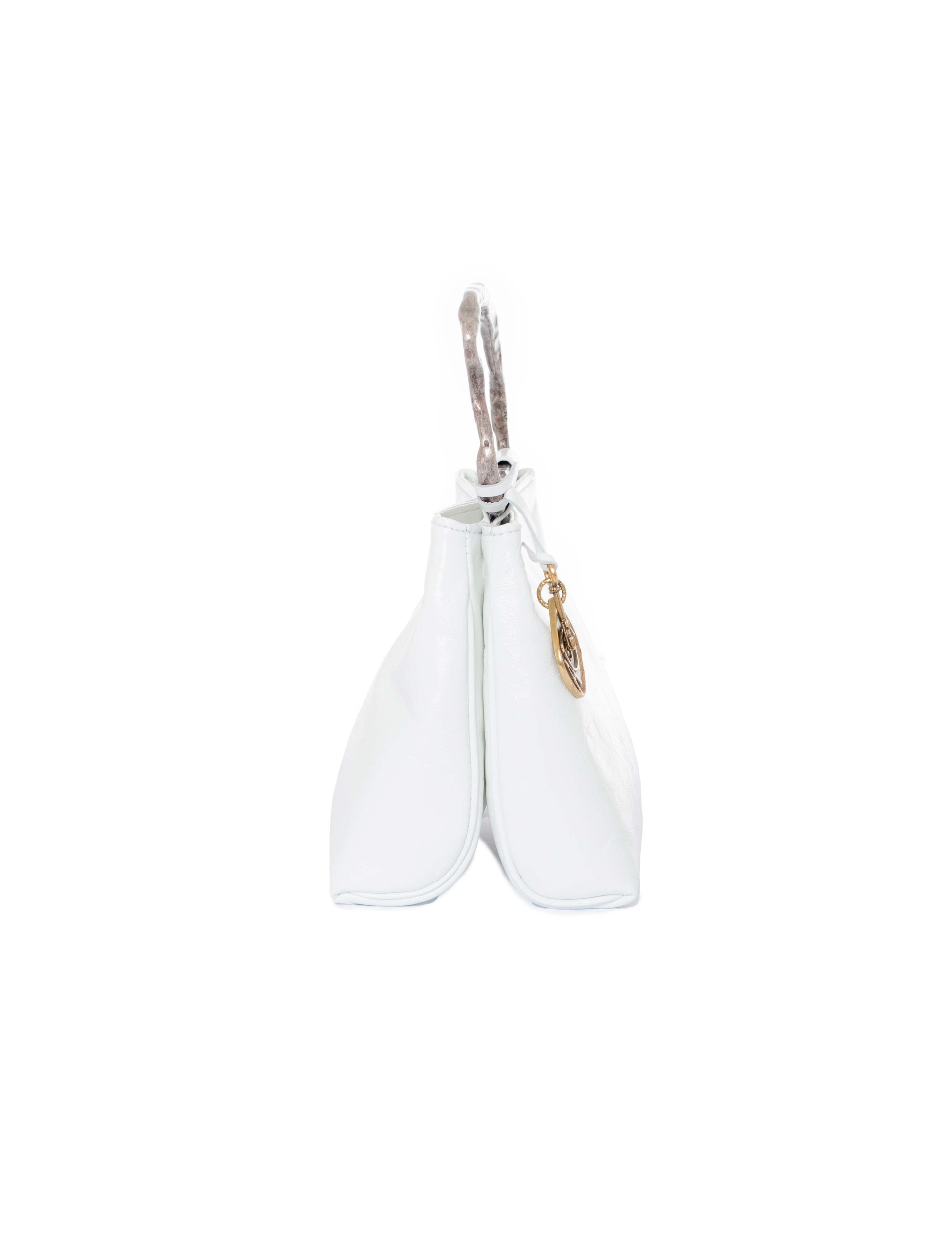 Borsa doppio scomparto in pelle colore bianco