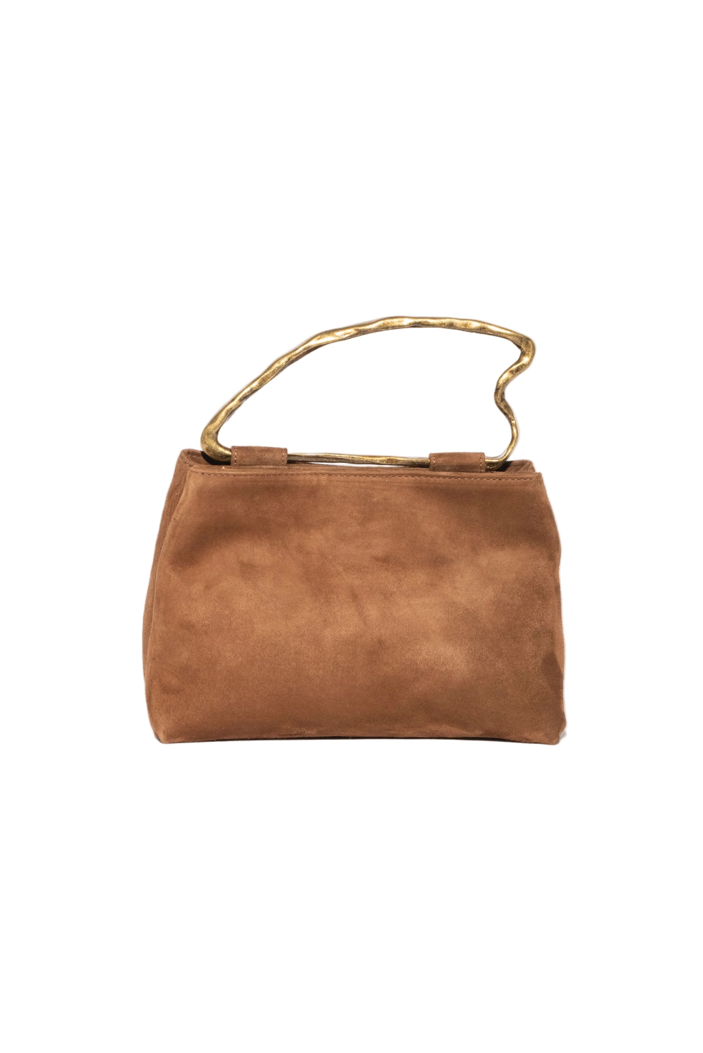 Borsa doppio scomparto in suede colore cioccolato