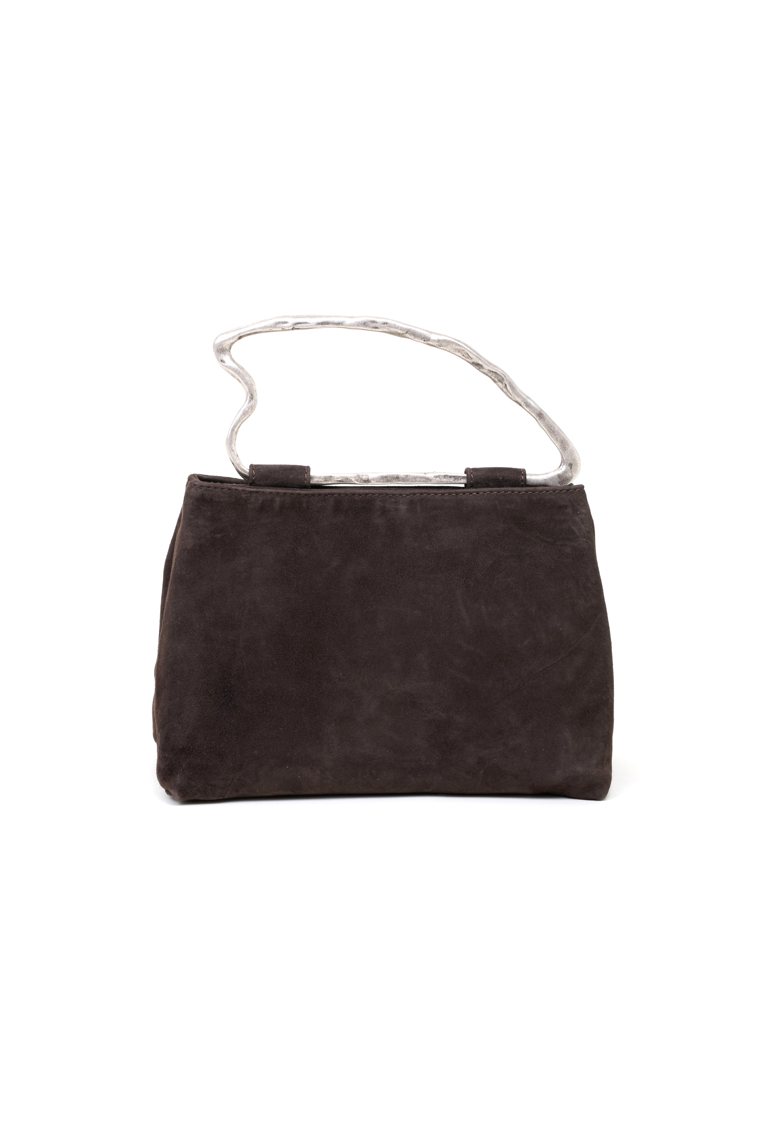 Borsa doppio scomparto in suede colore marrone