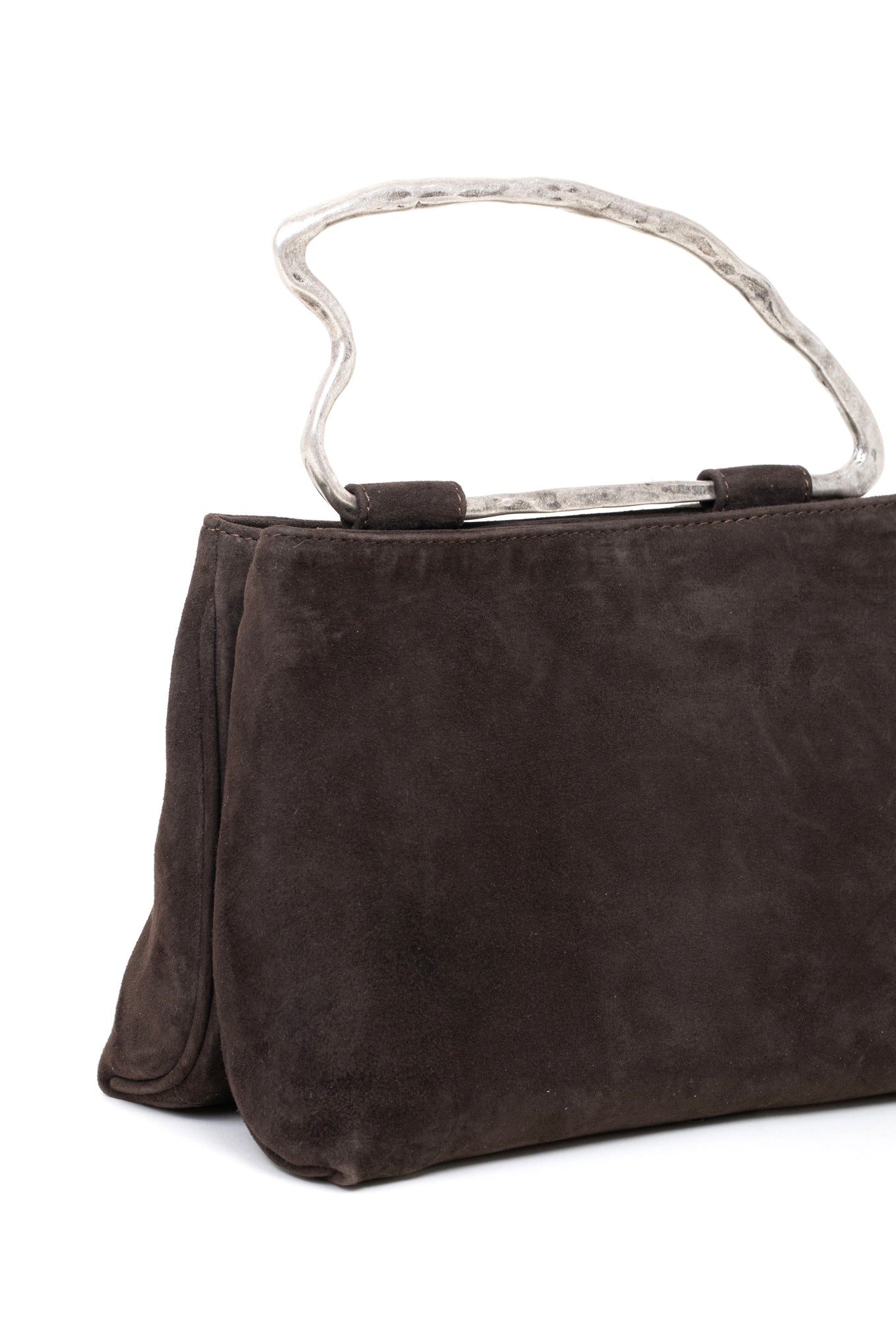 Borsa doppio scomparto in suede colore marrone