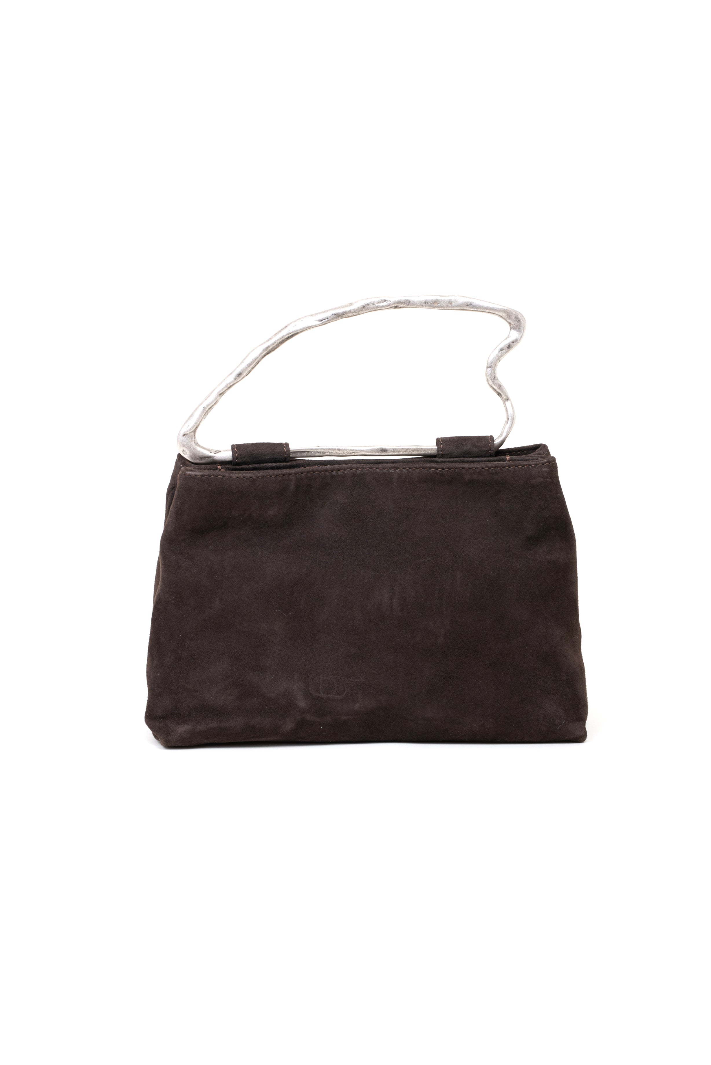 Borsa doppio scomparto in suede colore marrone