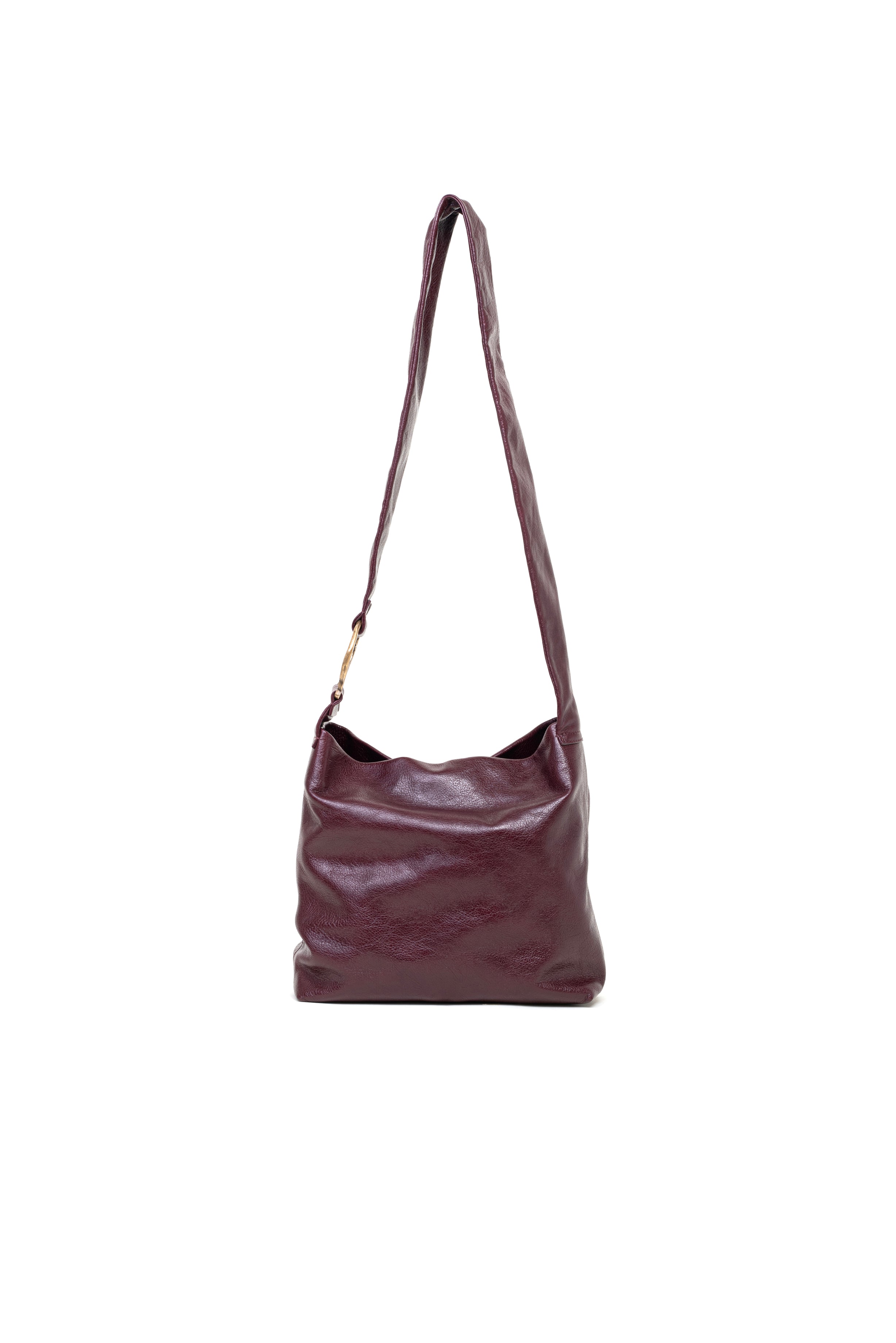 Borsa grande a tracolla in pelle colore bordeaux