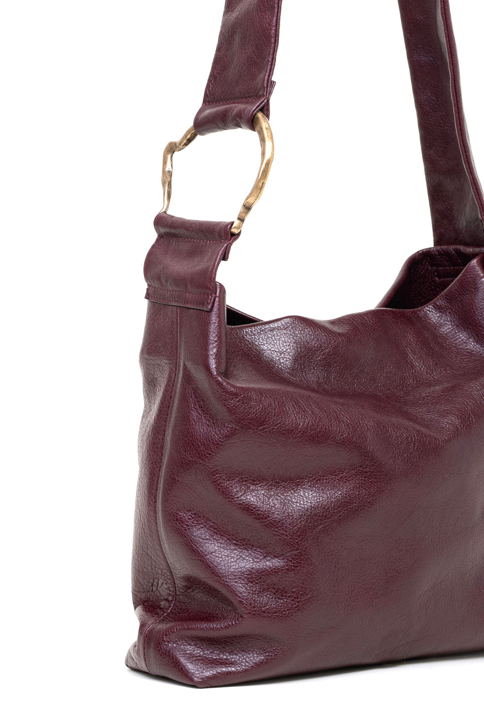 Borsa grande a tracolla in pelle colore bordeaux