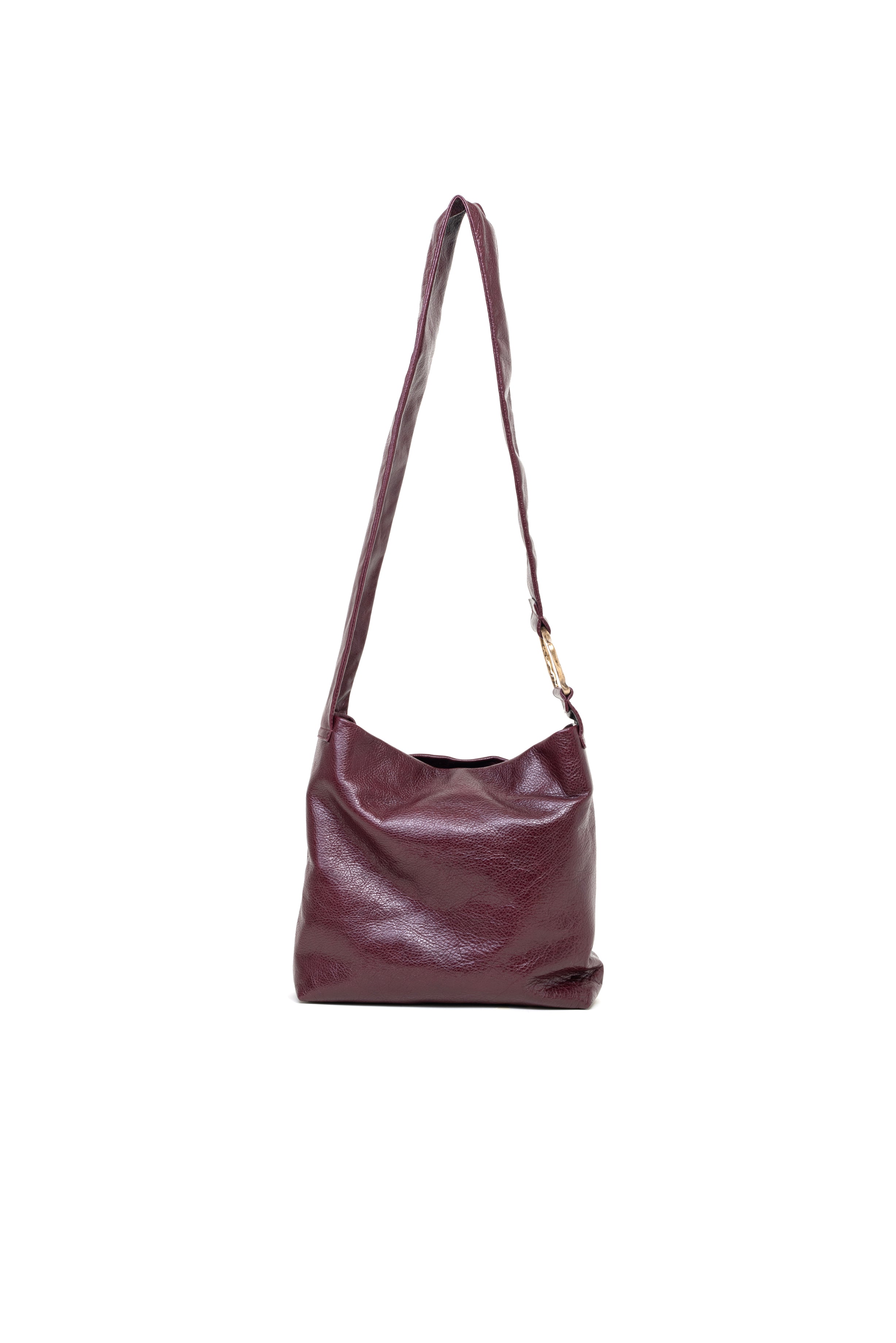 Borsa grande a tracolla in pelle colore bordeaux