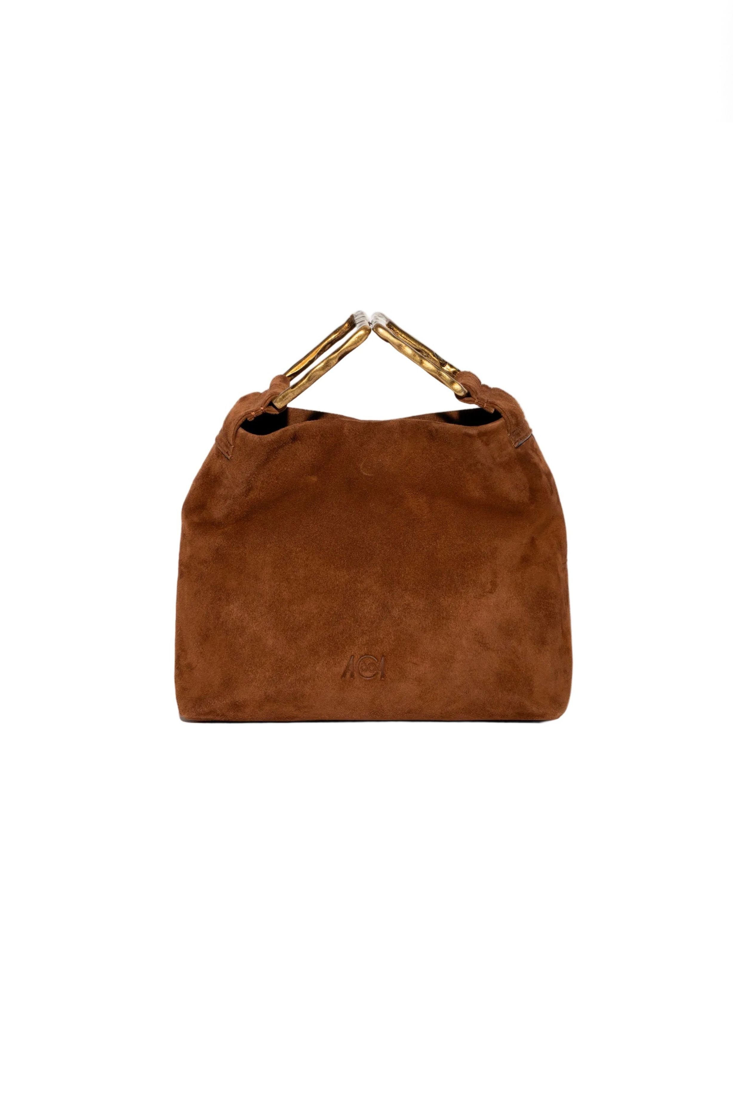 Borsa piccola pouch in suede colore cioccolato