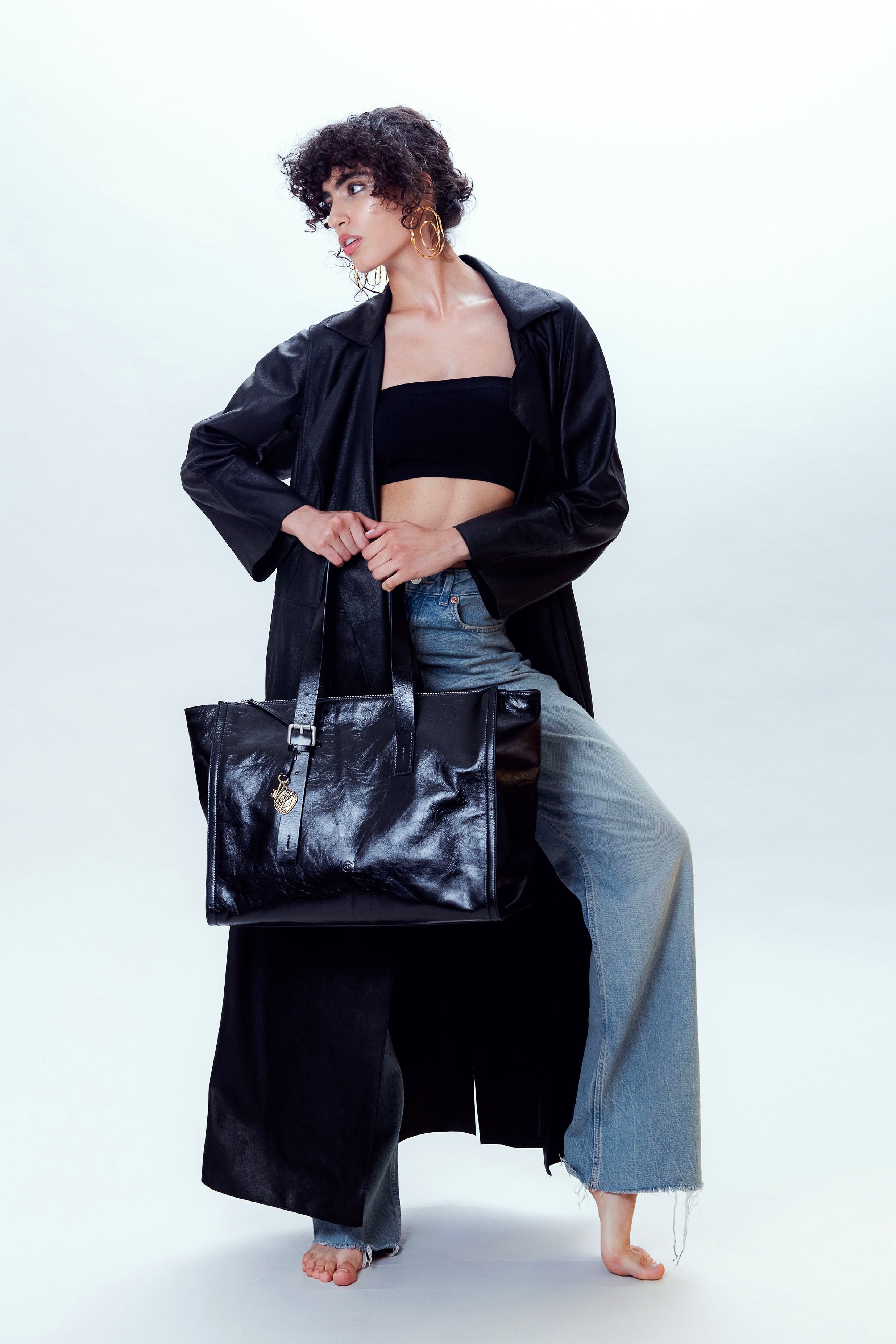 Borsone in pelle colore nero