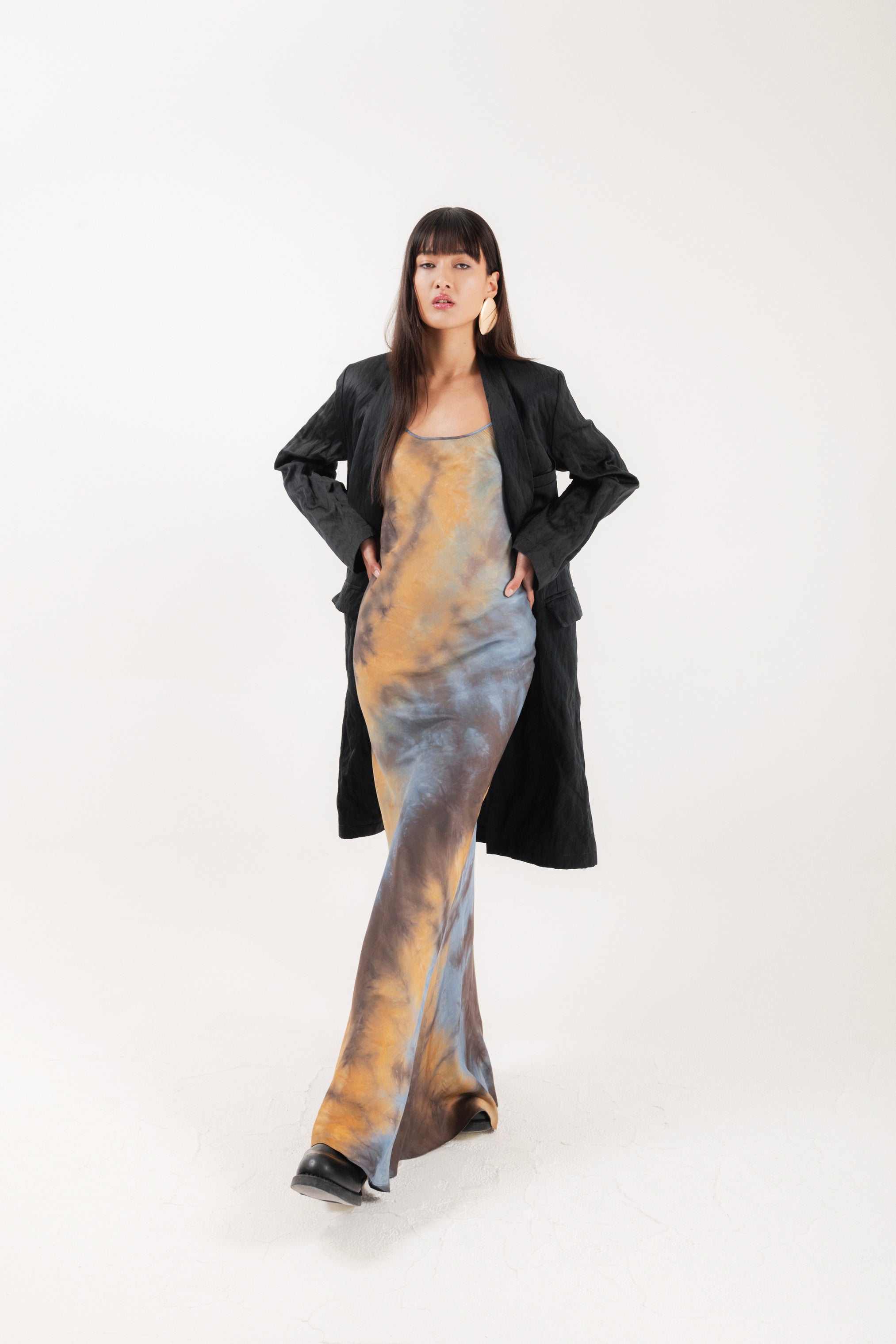 Cappotto midi in duchesse colore nero