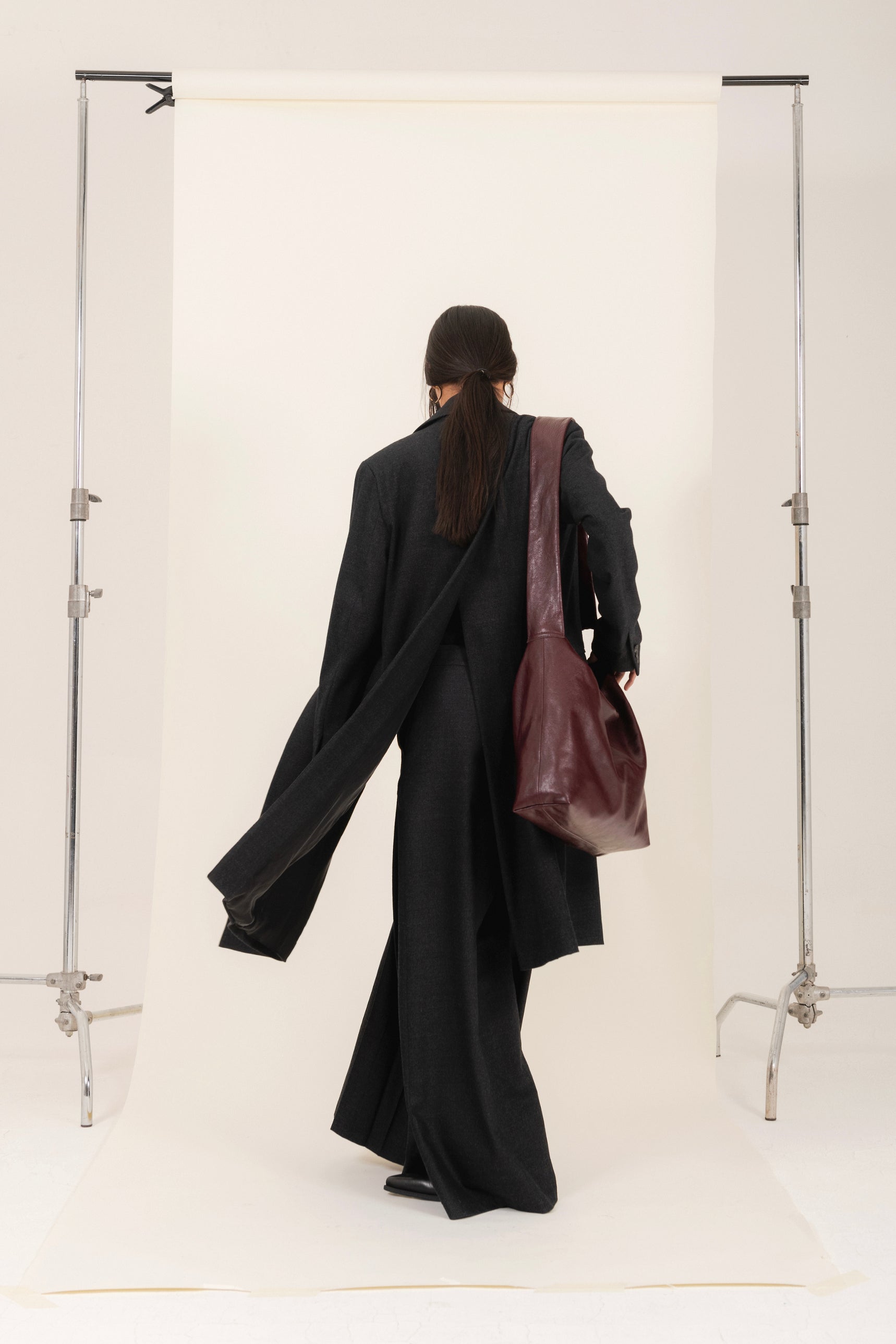 Cappotto midi in flanella colore antracite