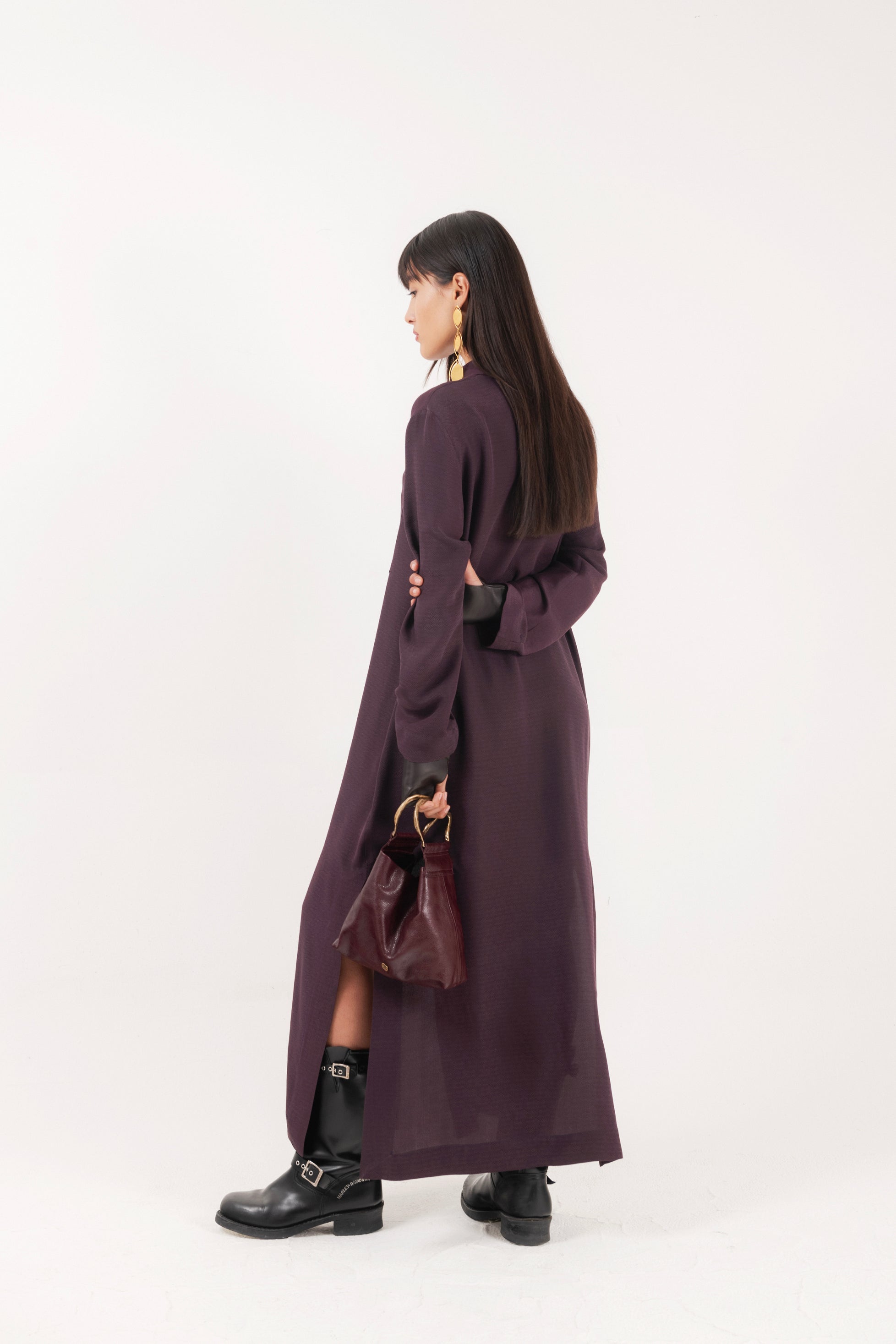 Abito in misto seta colore bordeaux