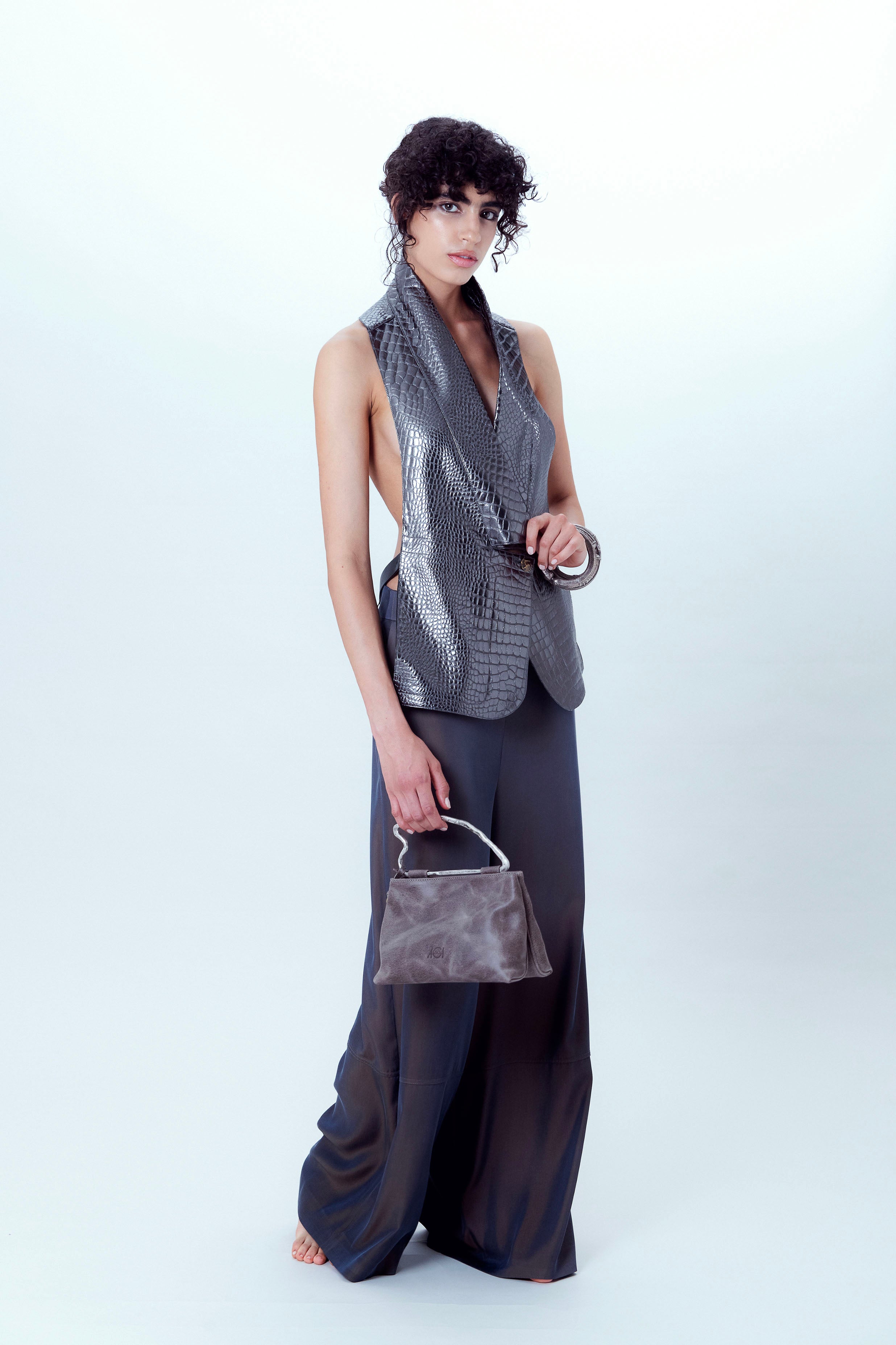 Gilet in nappa metal fronte