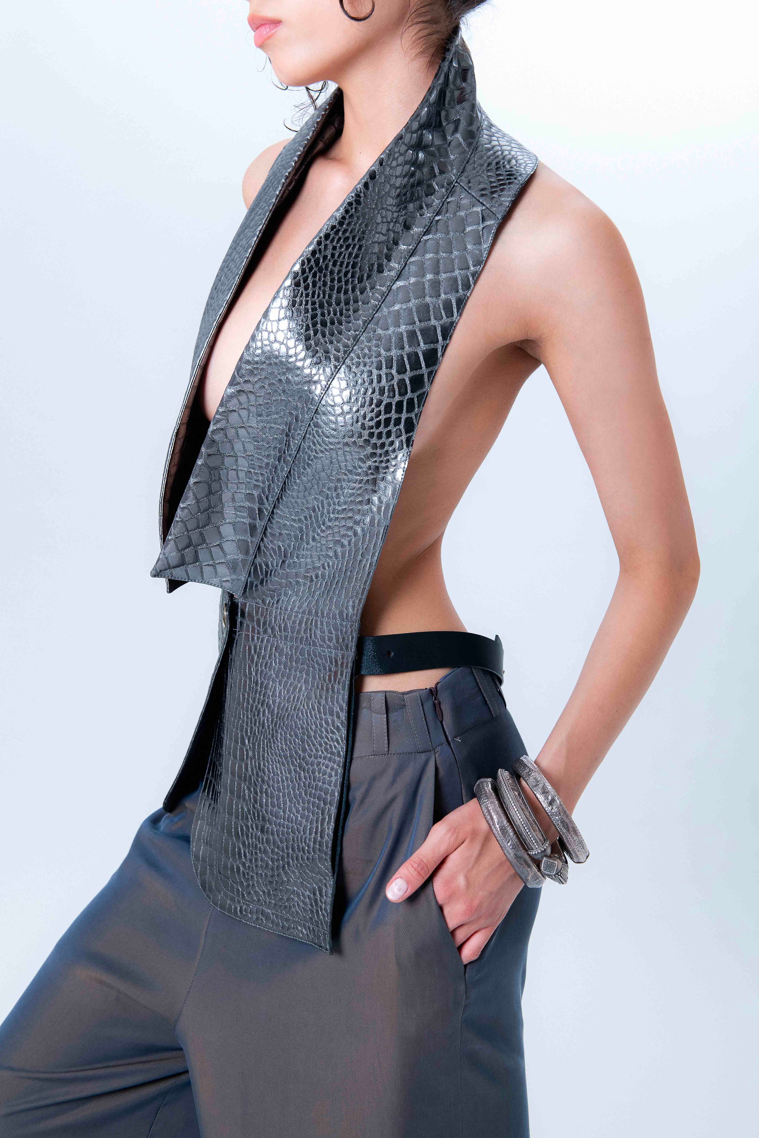 Gilet in nappa metal lato