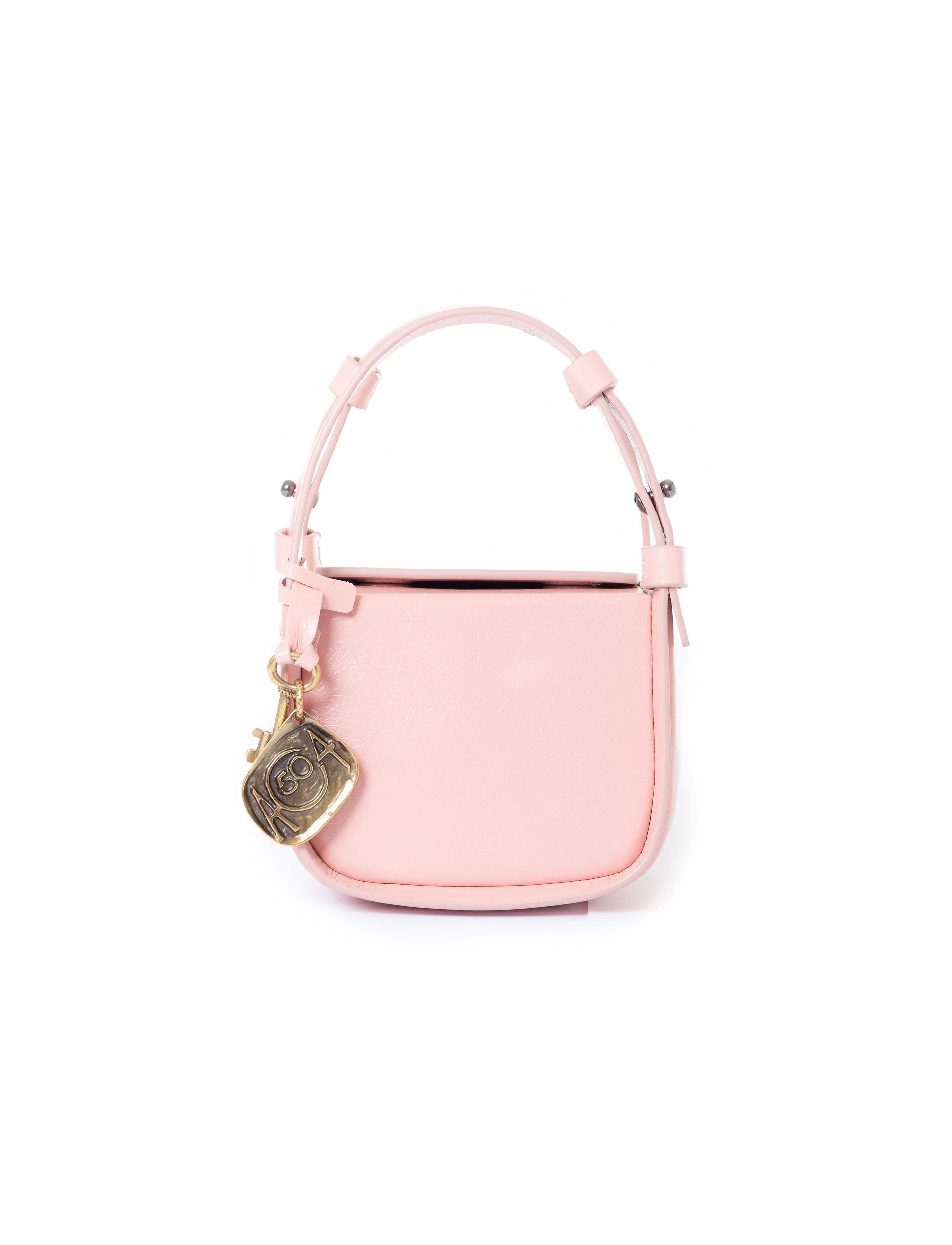 Mini borsa in pelle rosa fronte