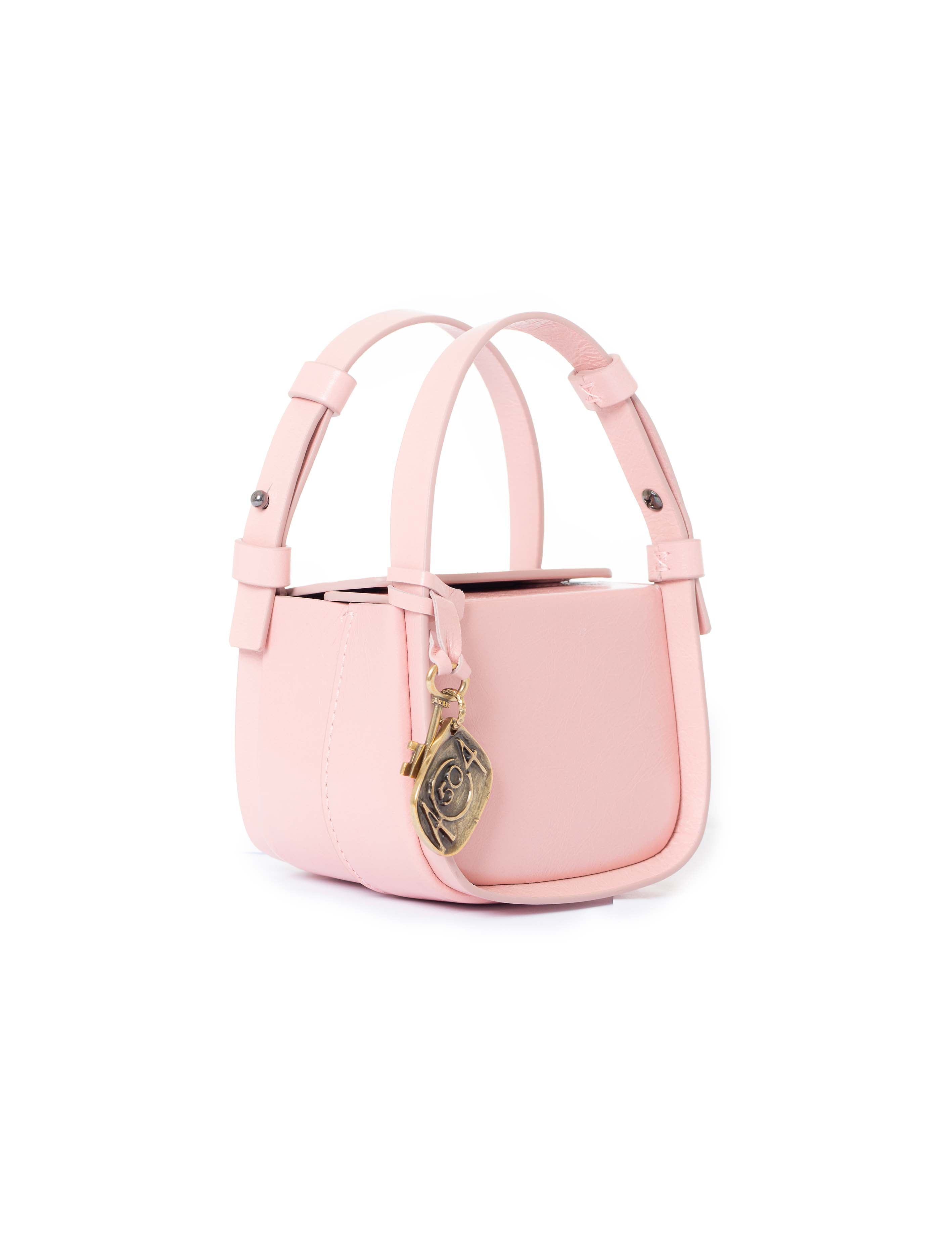 Mini borsa in pelle rosa lato