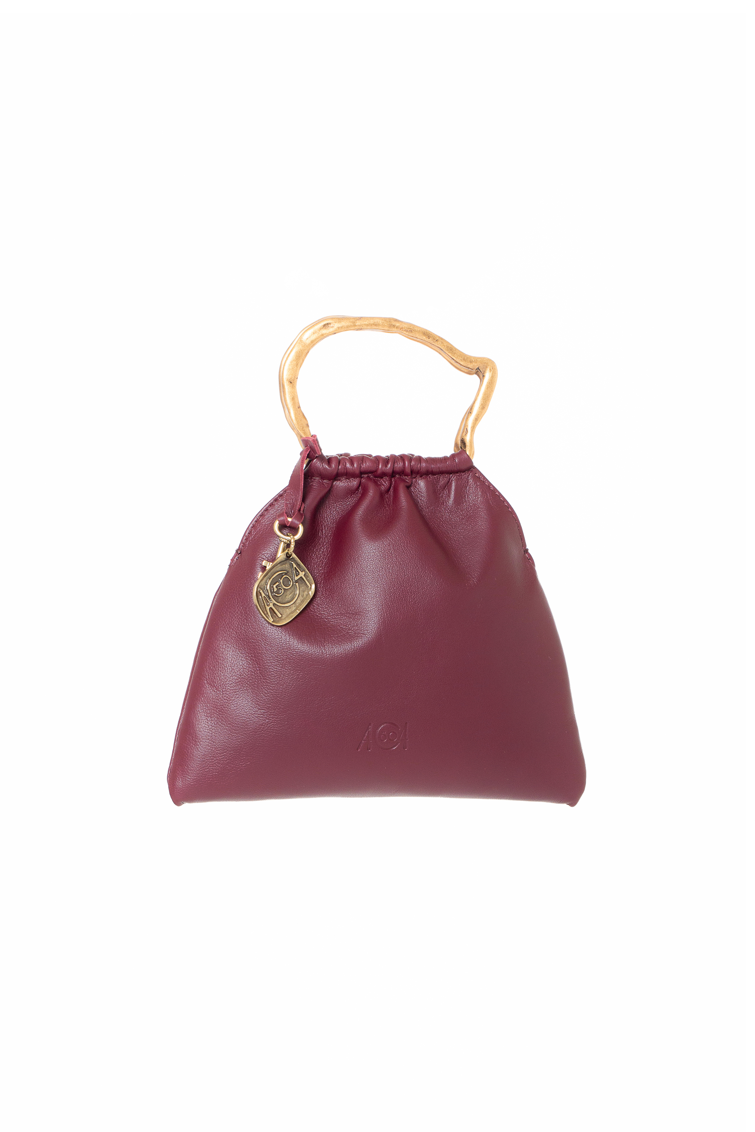 Mini bag pouch in pelle colore prugna