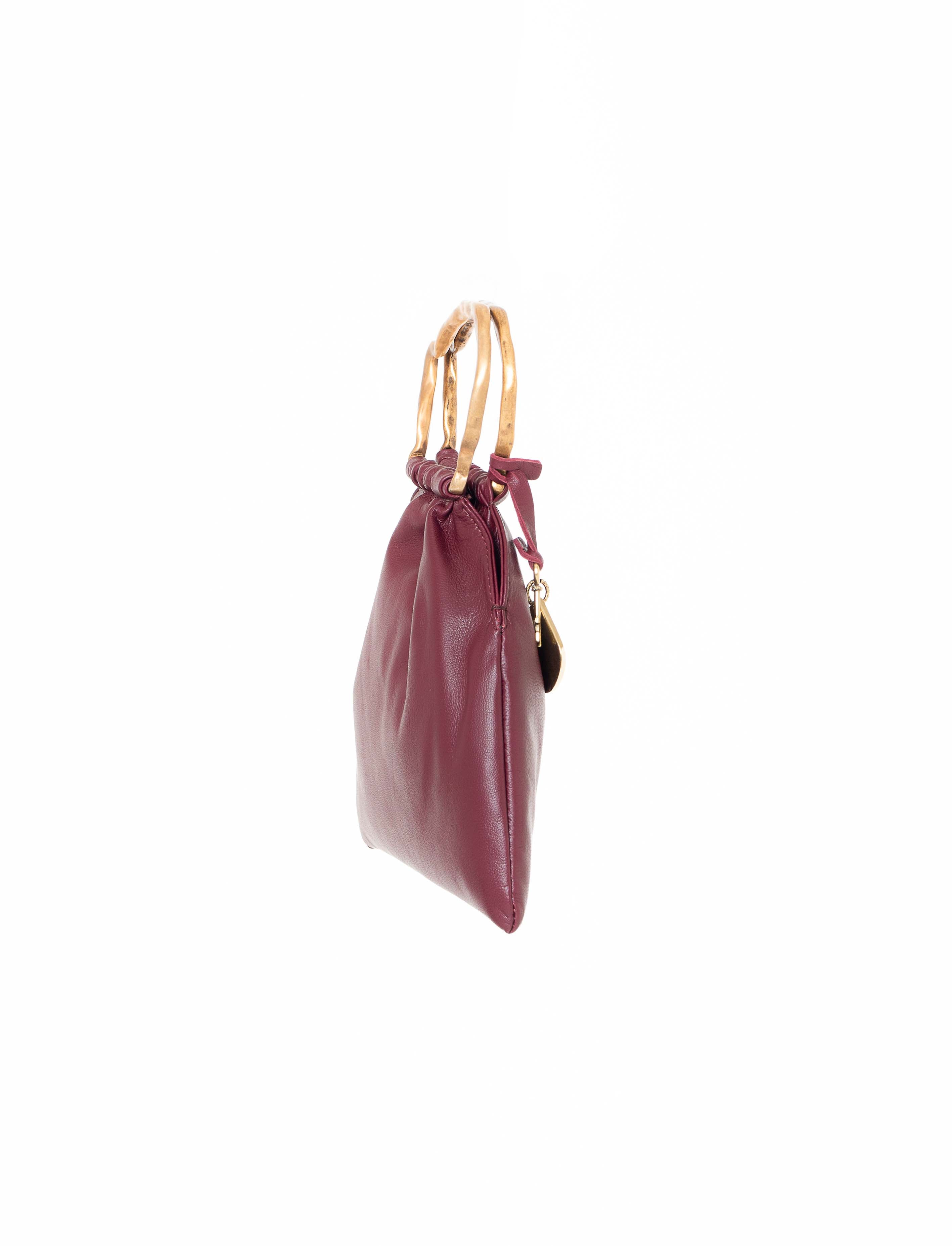Mini bag pouch in pelle colore prugna
