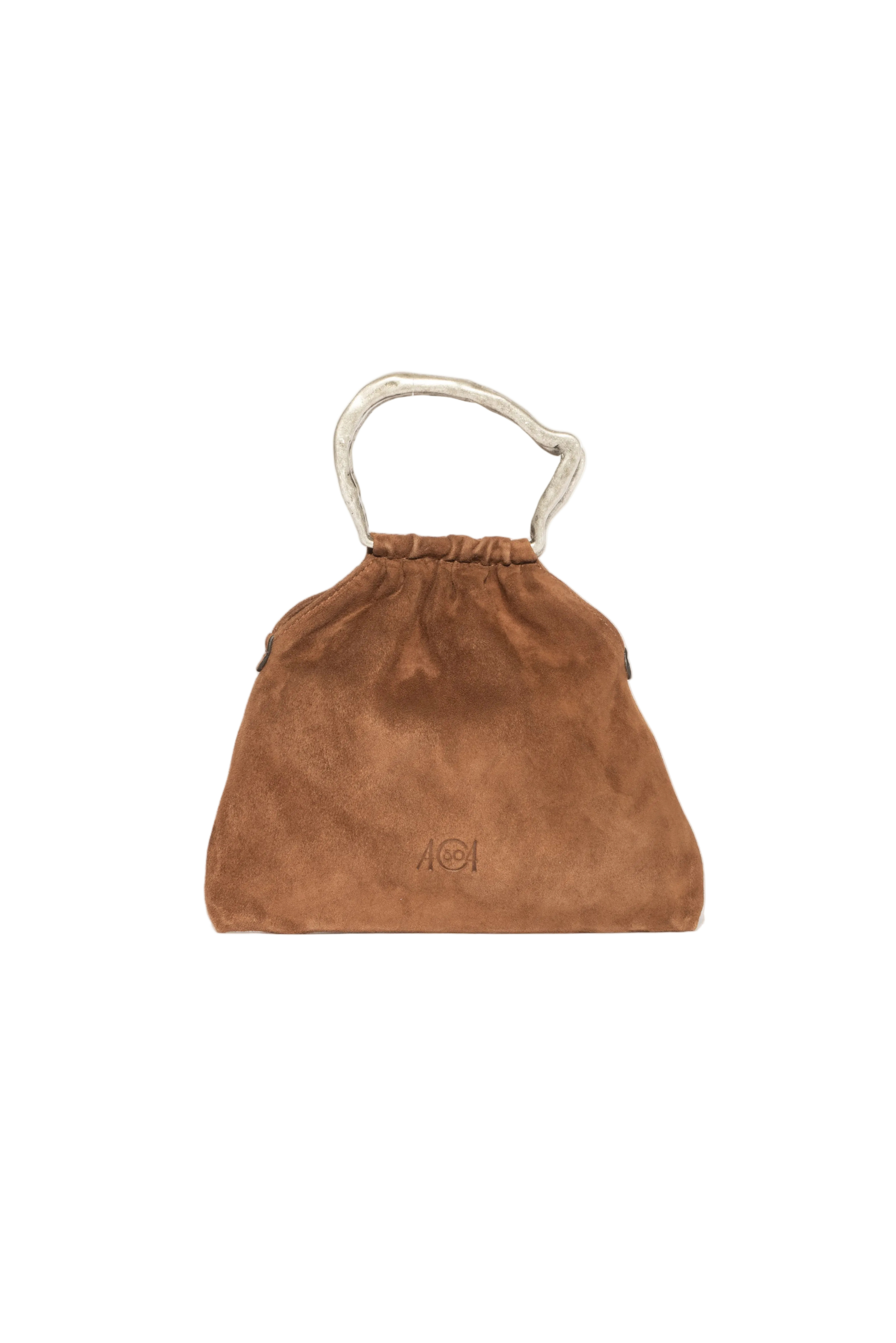 Mini bag pouch in suede colore cioccolato
