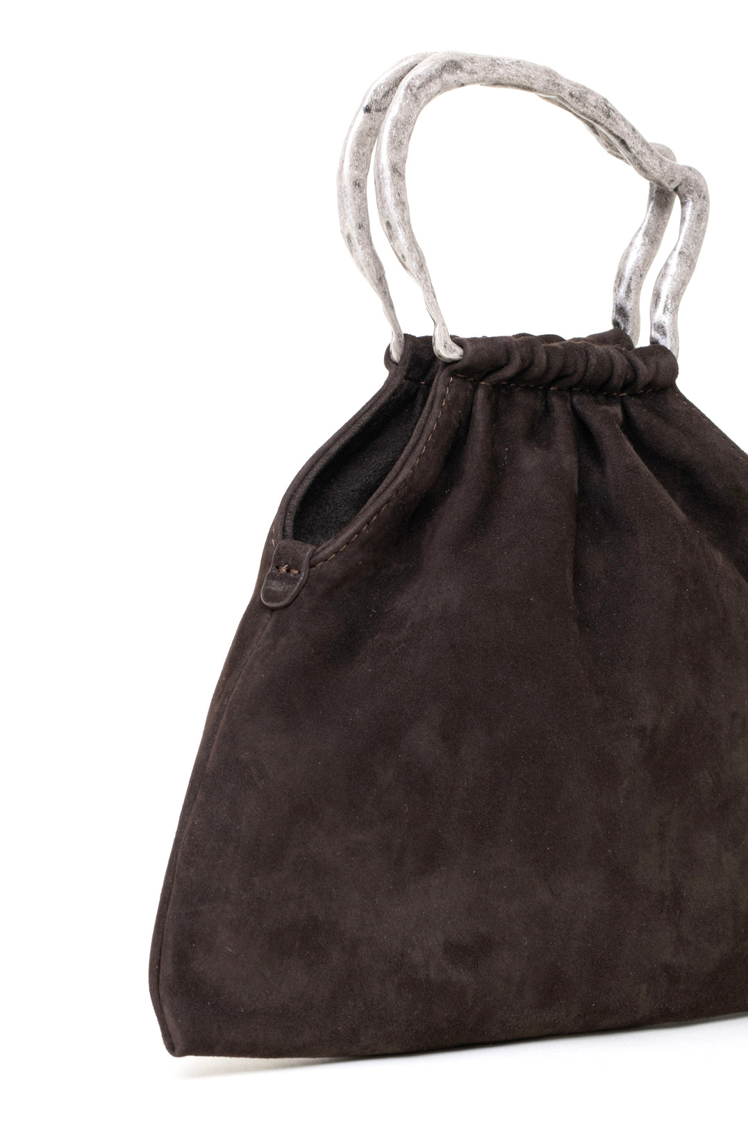 Mini bag pouch in suede colore marrone