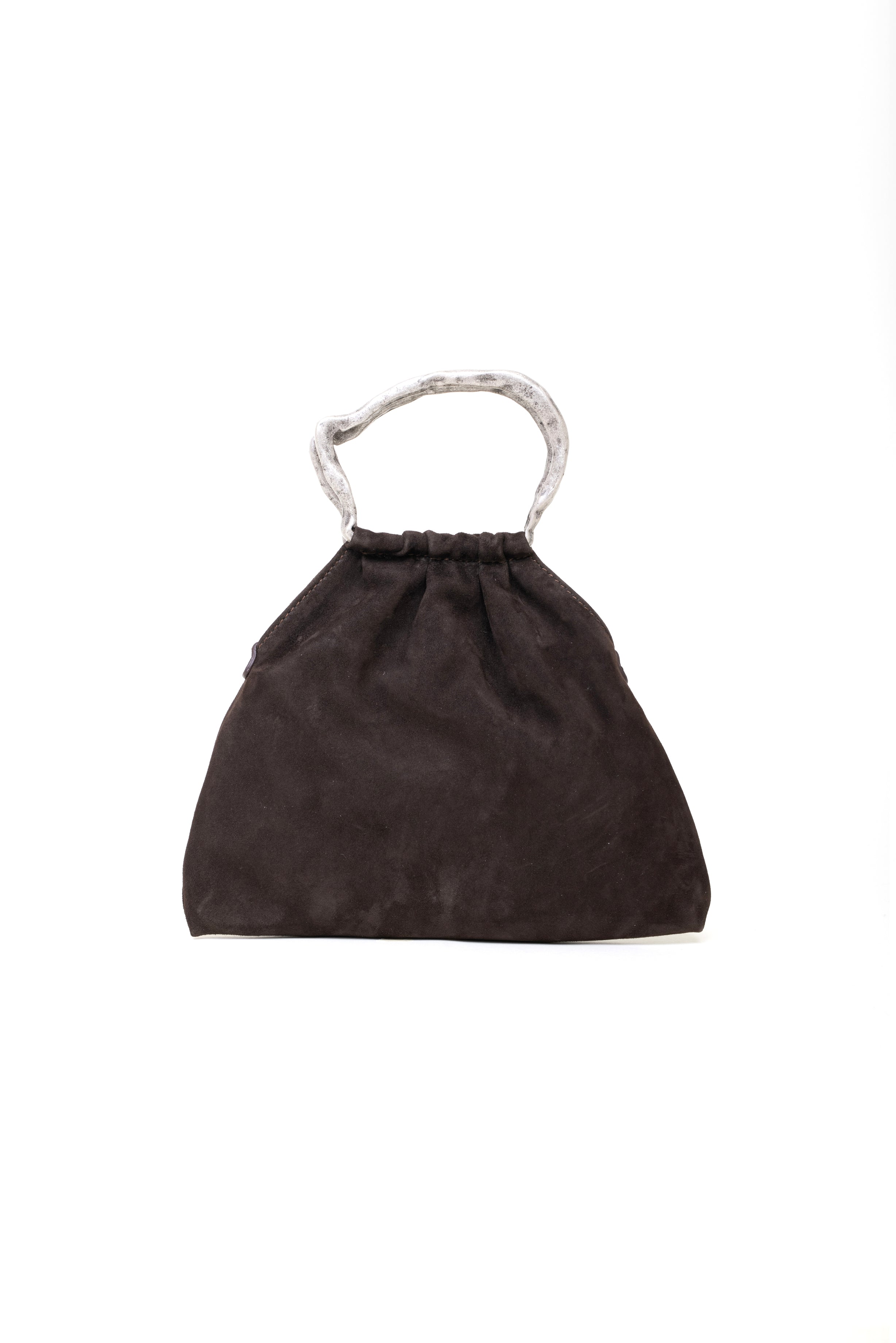 Mini bag pouch in suede colore marrone