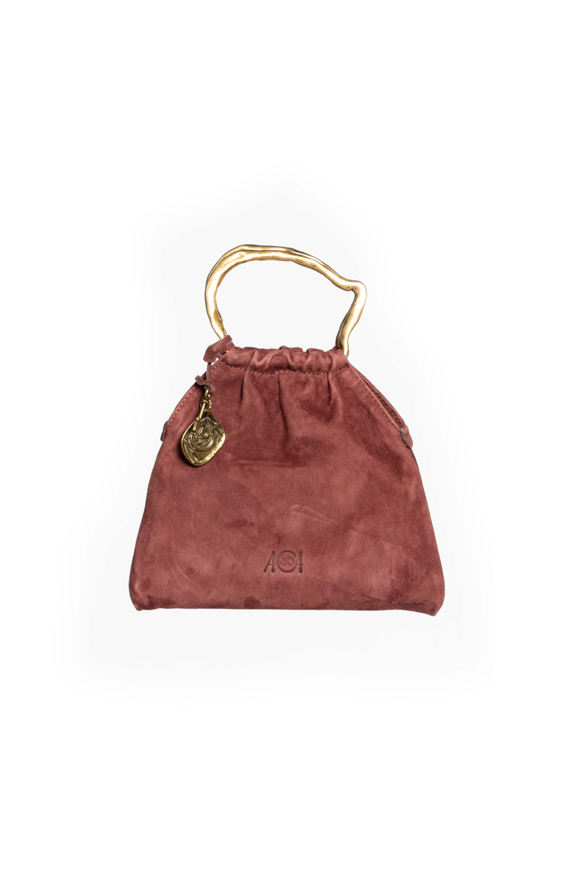 Mini bag pouch in suede colore ruggine 