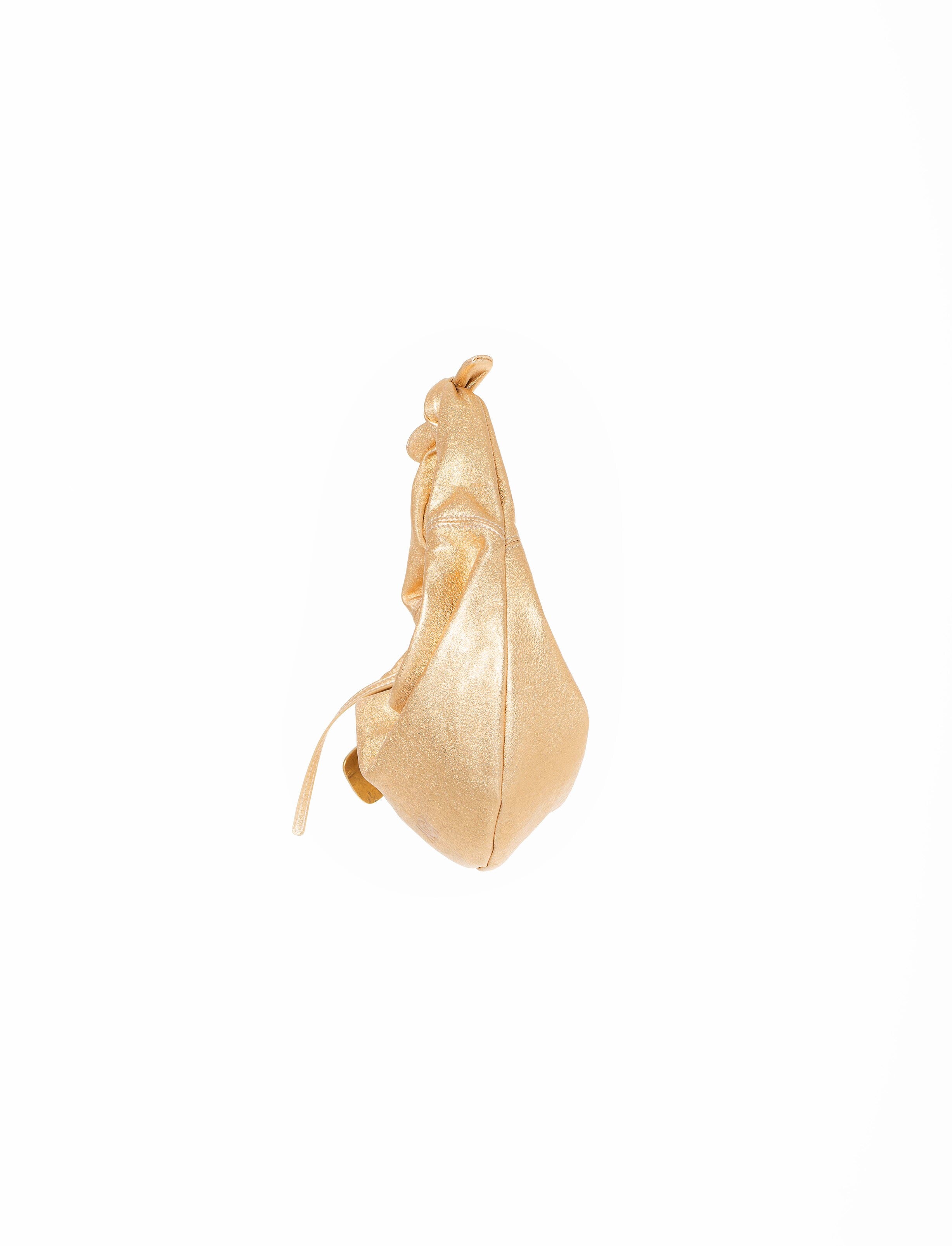 Mini borsa a spalla in pelle colore oro