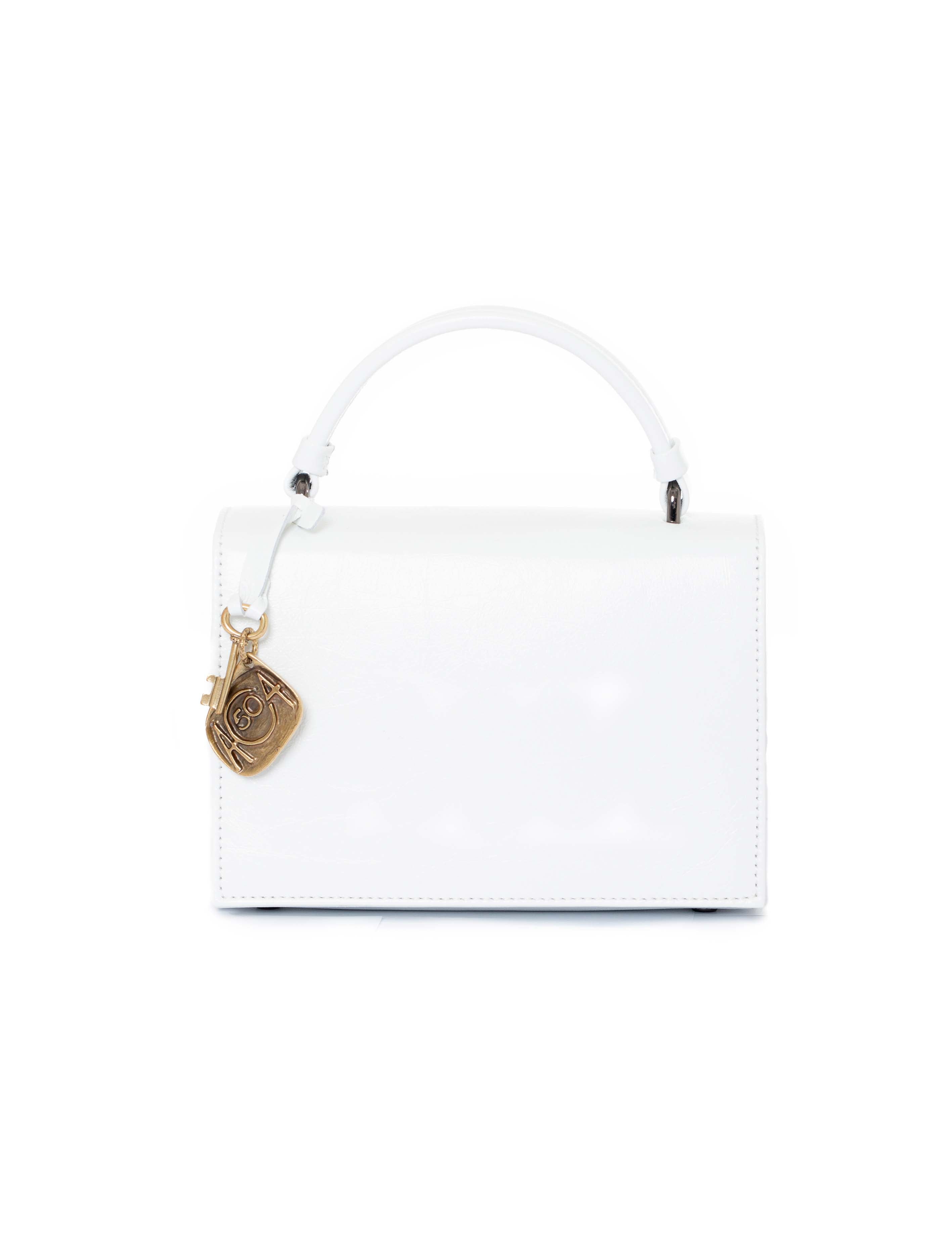 Mini borsa rigida in pelle colore bianco