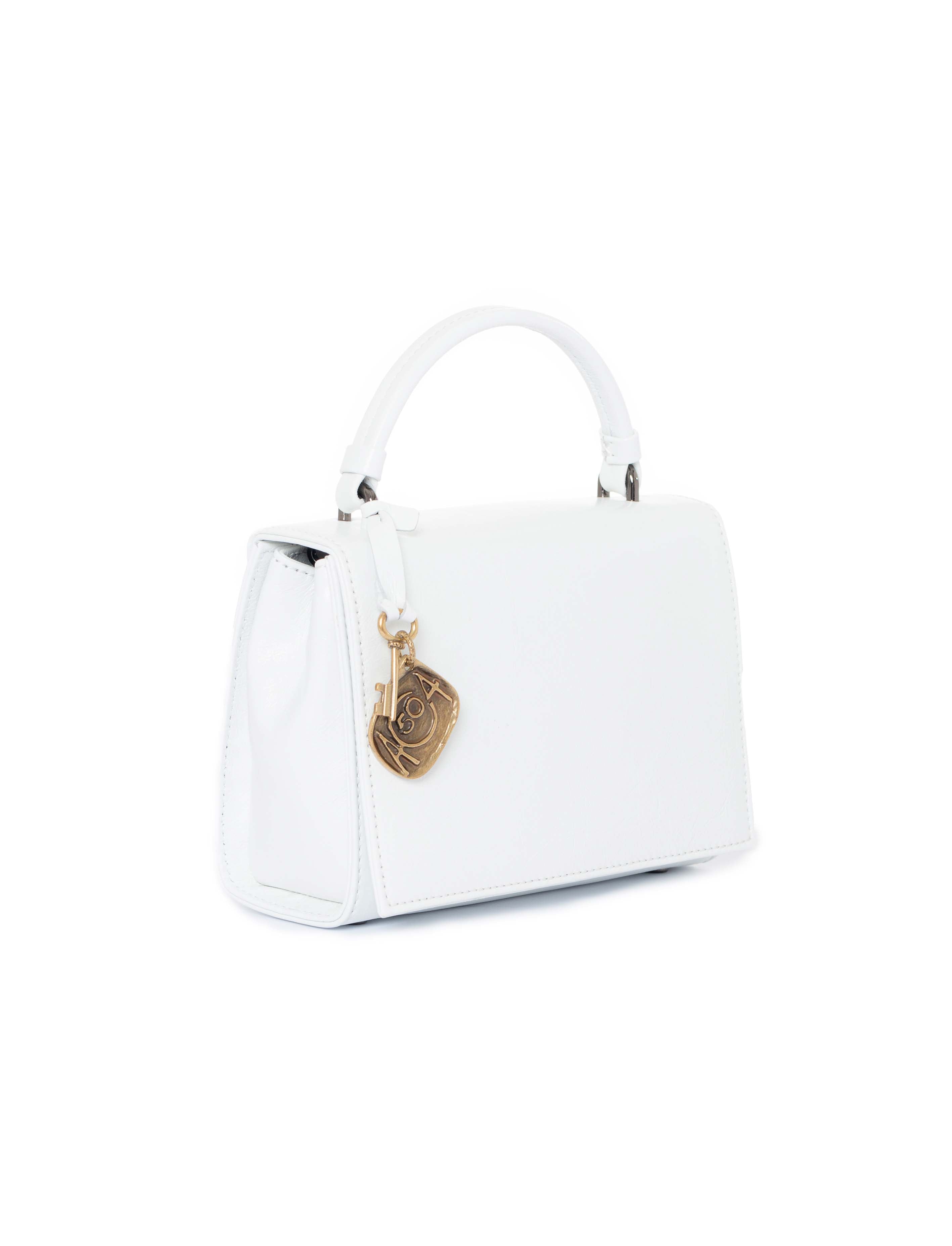 Mini borsa rigida in pelle colore bianco