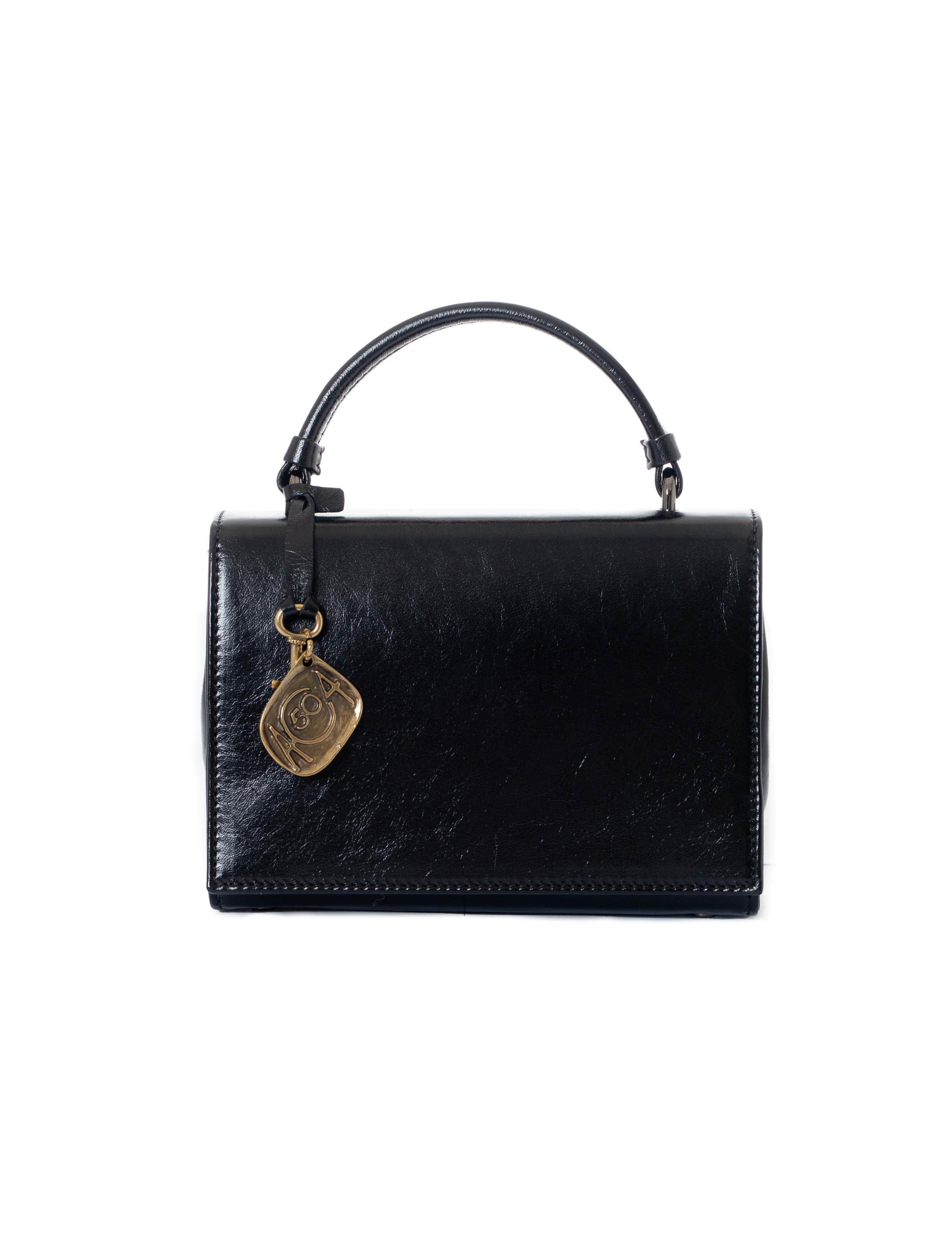 Mini borsa rigida in pelle colore nero