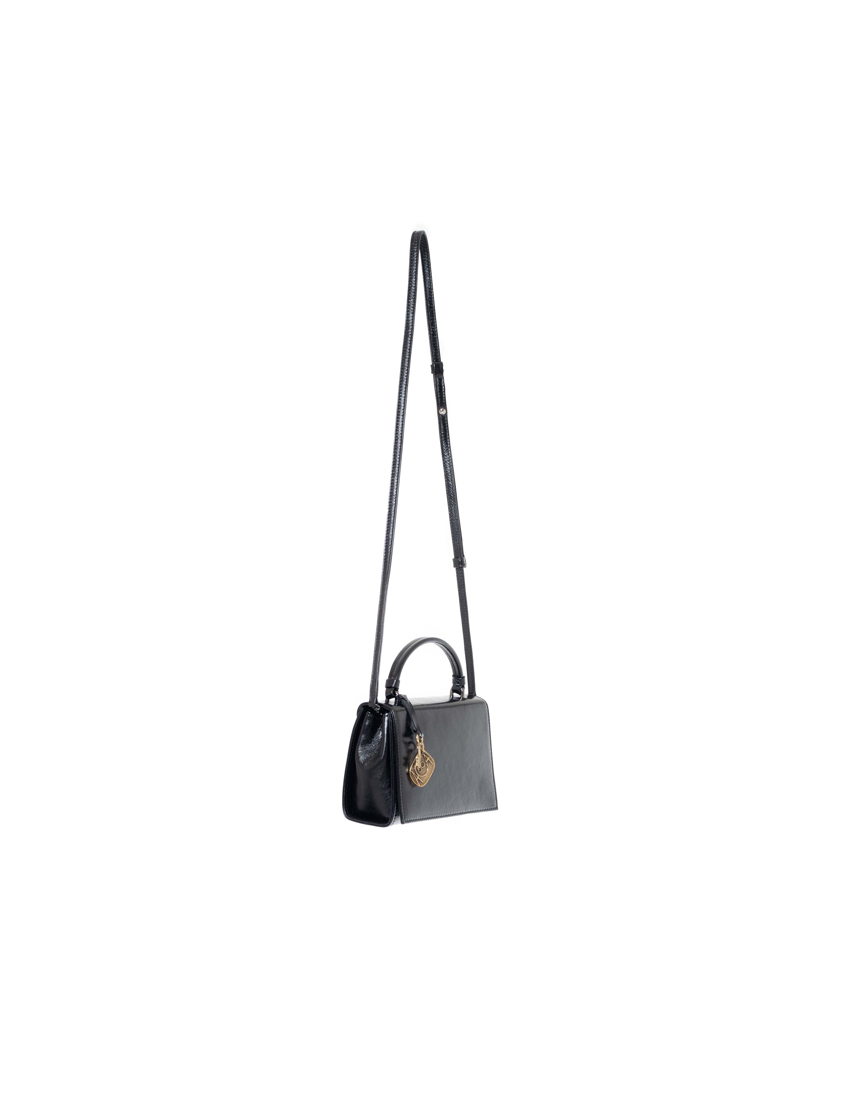 Mini borsa rigida in pelle colore nero