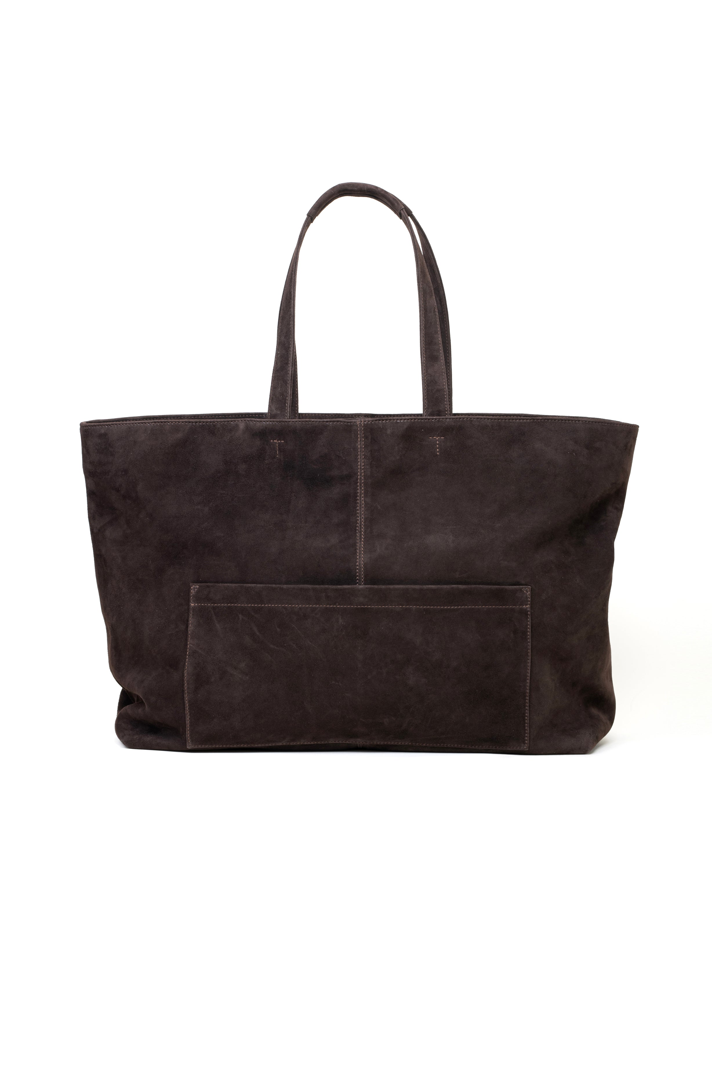 Shopping bag in suede colore marrone