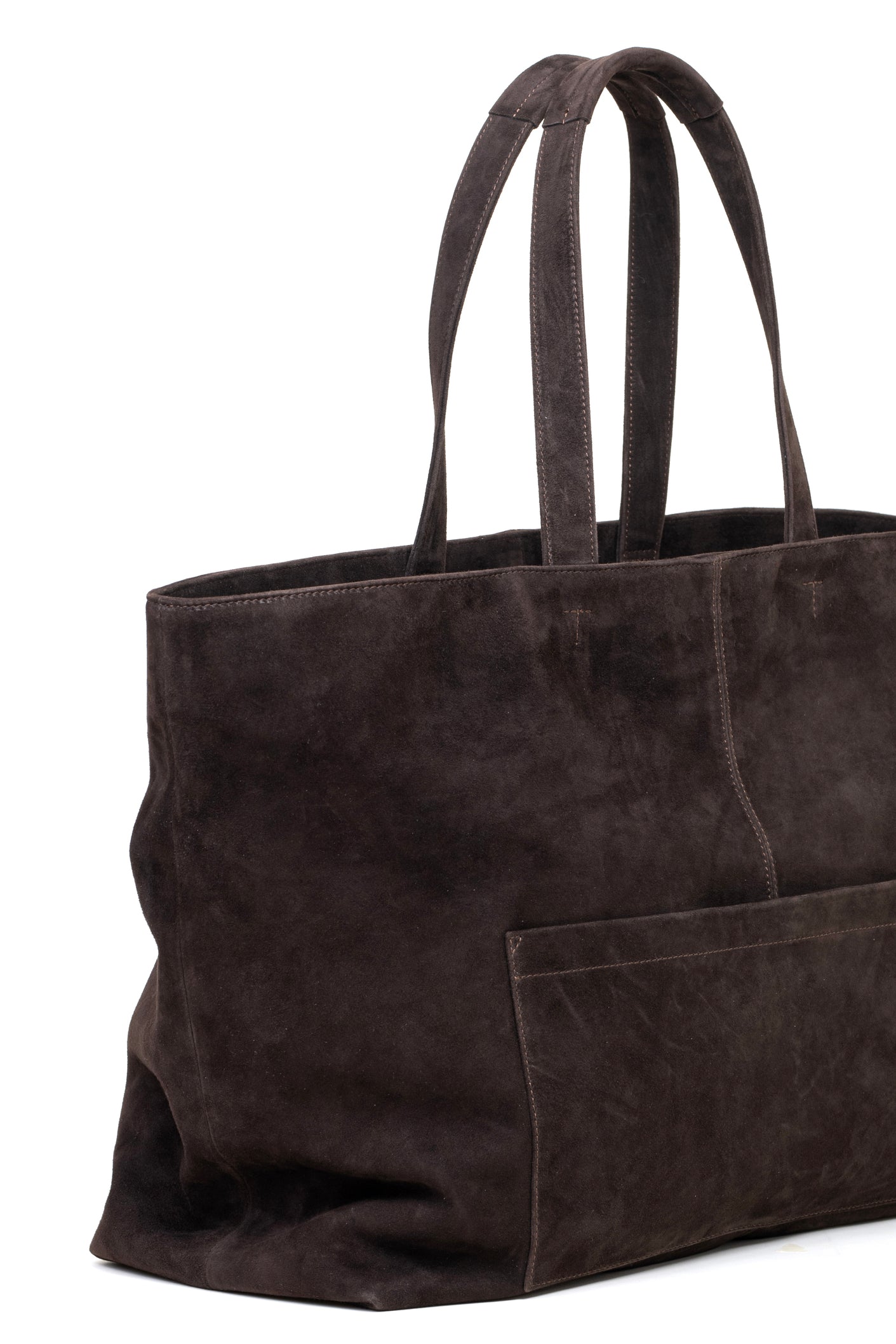 Shopping bag in suede colore marrone
