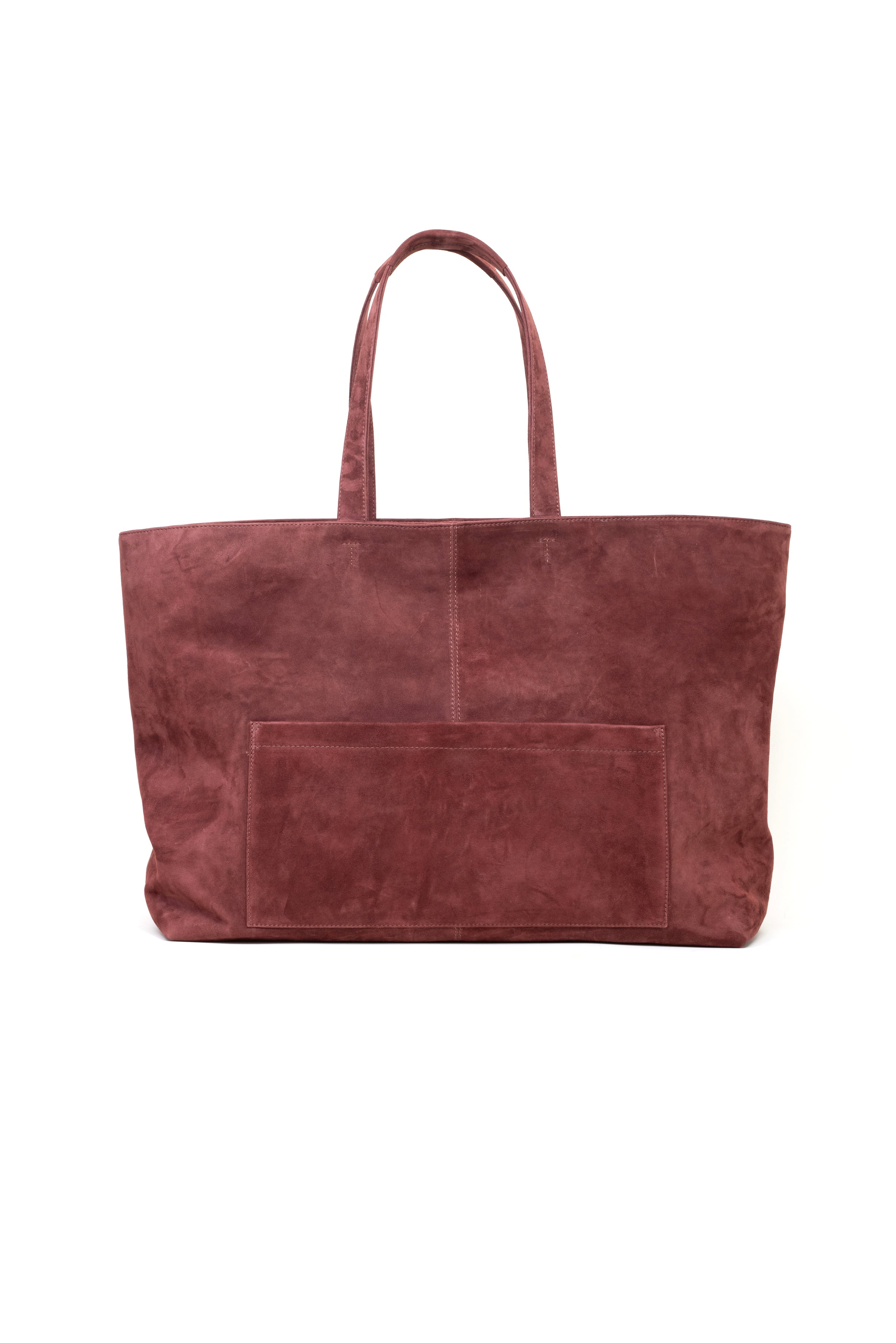 Shopping bag in suede colore ruggine