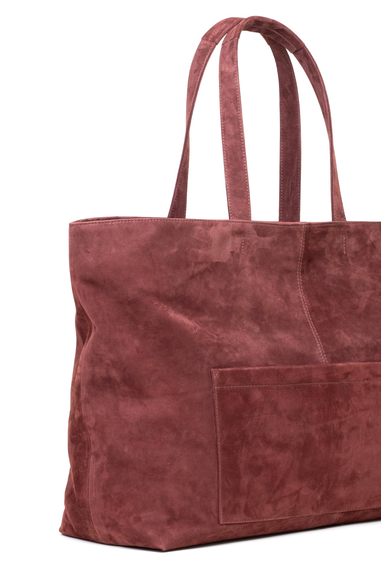 Shopping bag in suede colore ruggine