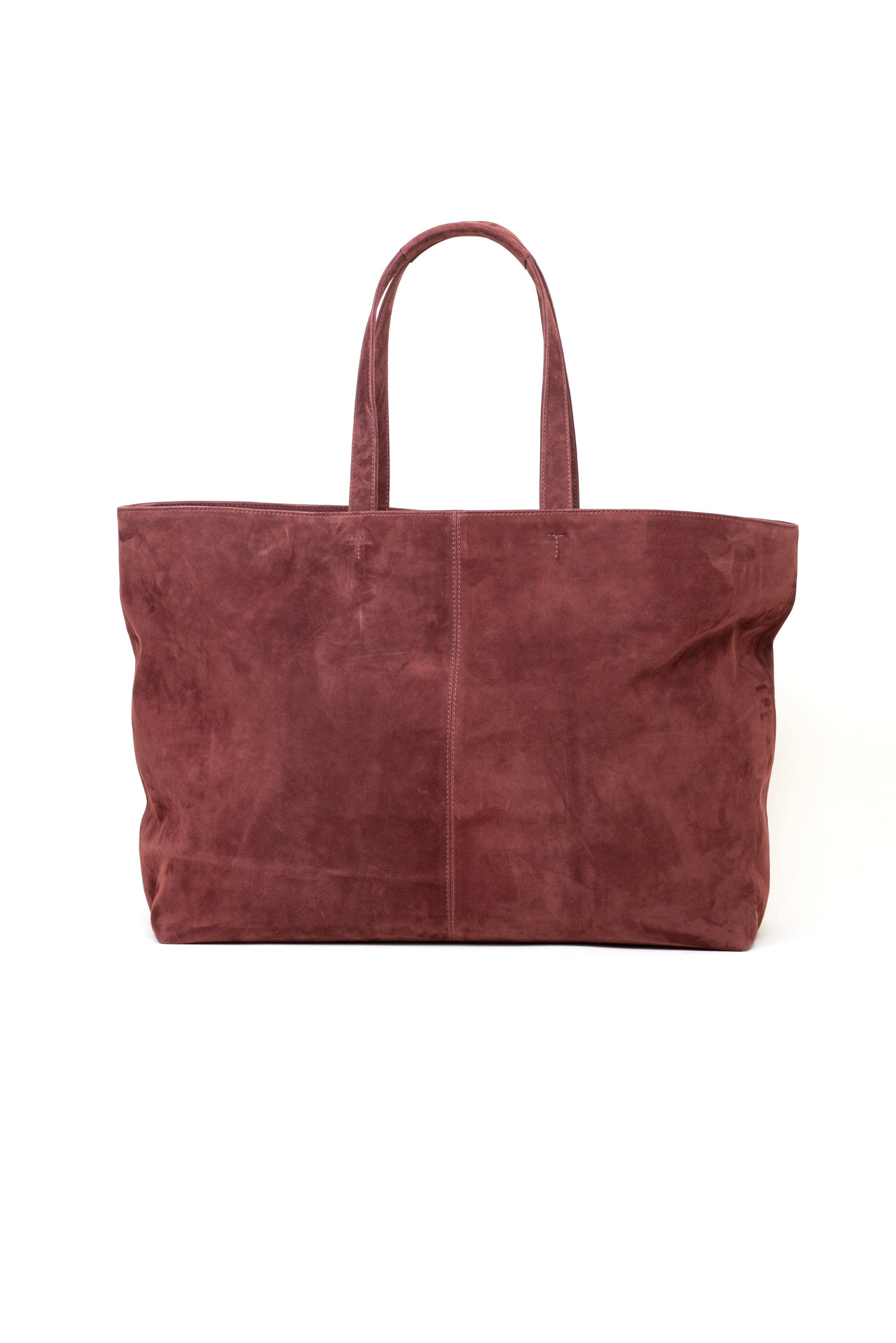 Shopping bag in suede colore ruggine